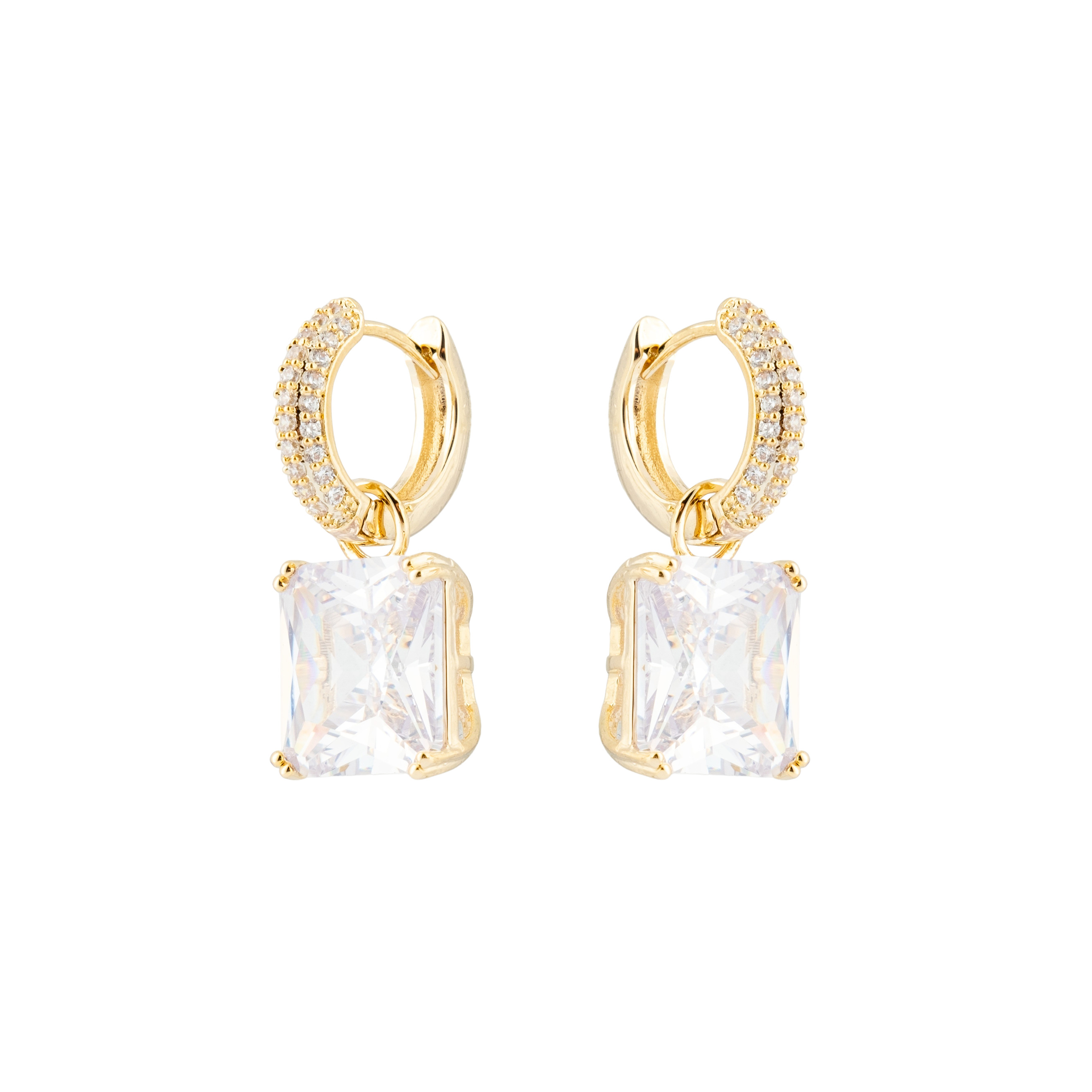 gold-tone earrings with a crystal