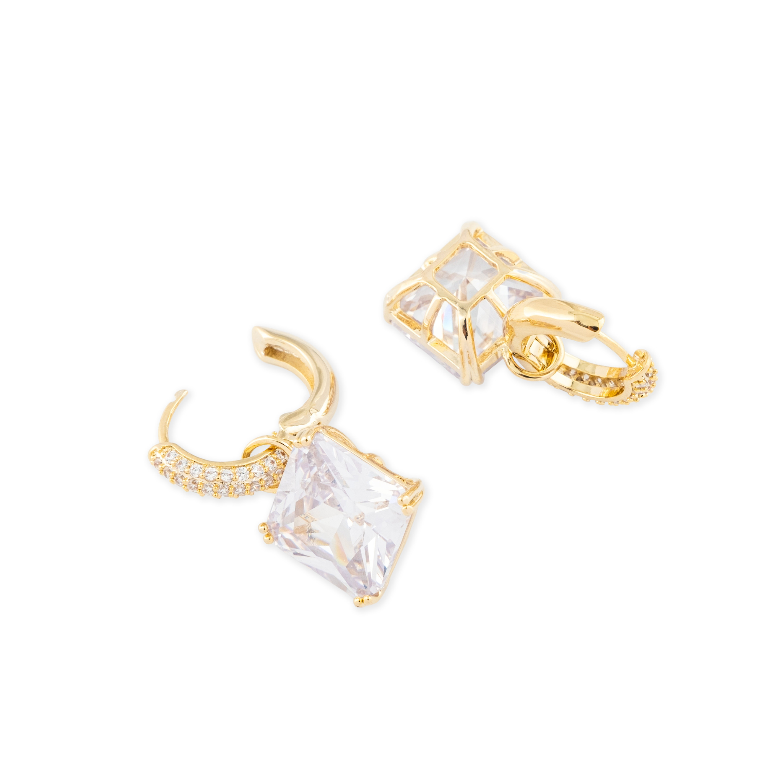gold-tone earrings with a crystal