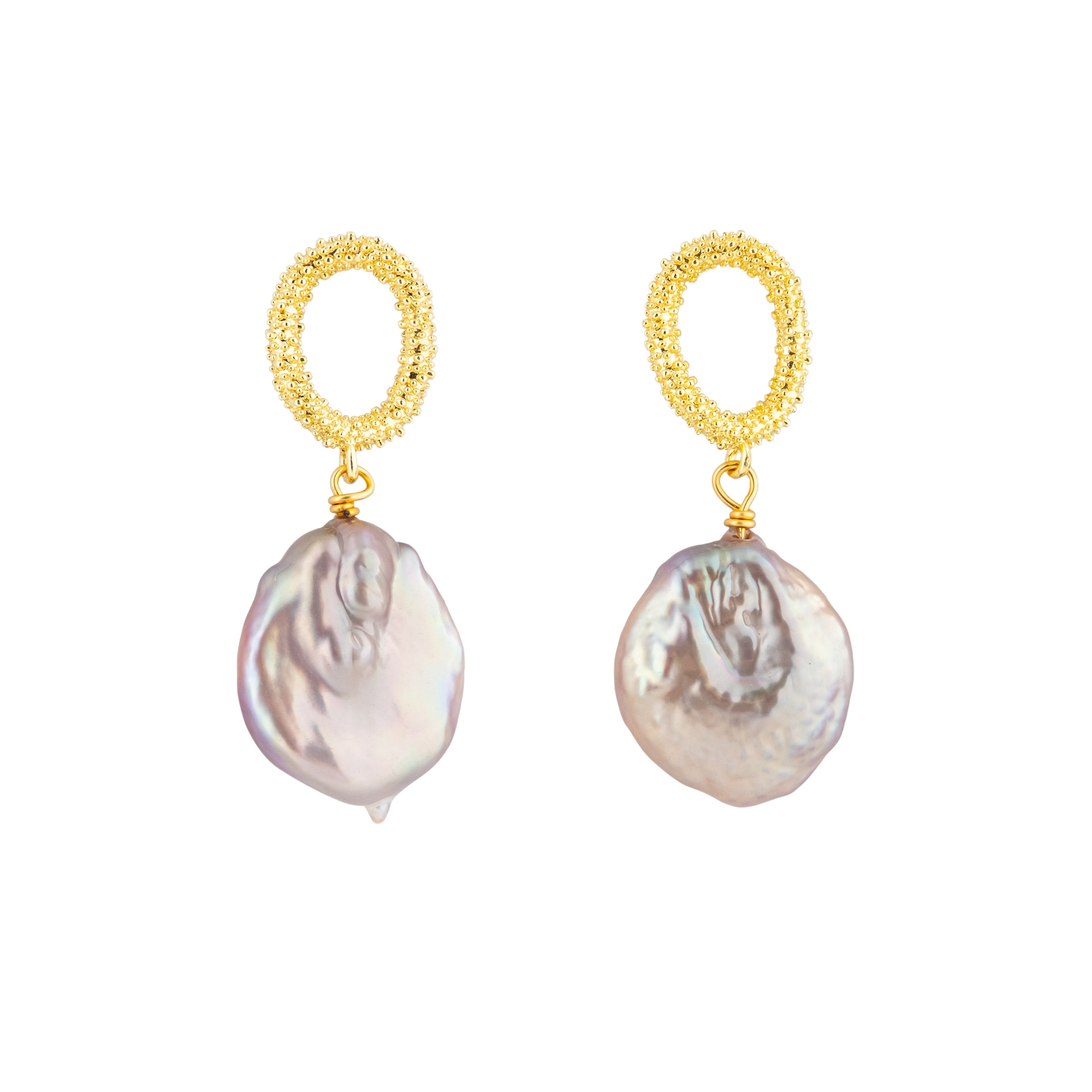 Golden earrings with pink stone