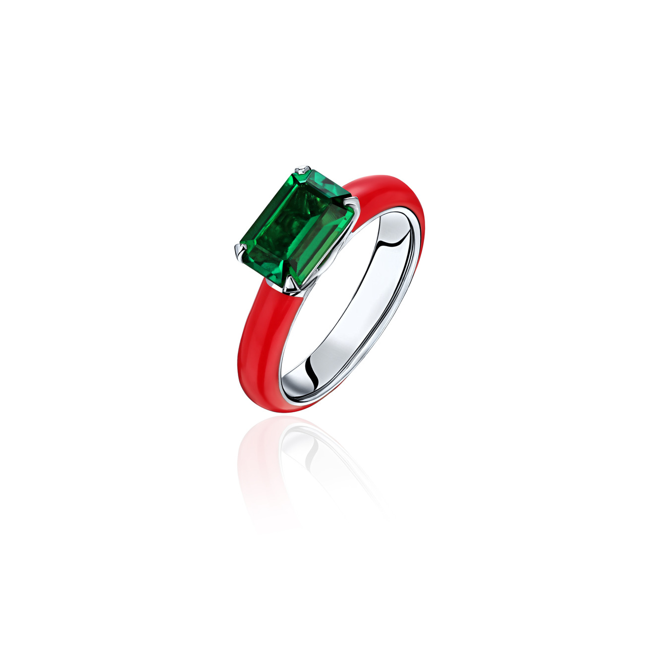 alexeyzubov кольцо с изумрудом AlexeyZubov Кольцо с изумрудом с красной высокотехнологичной керамикой