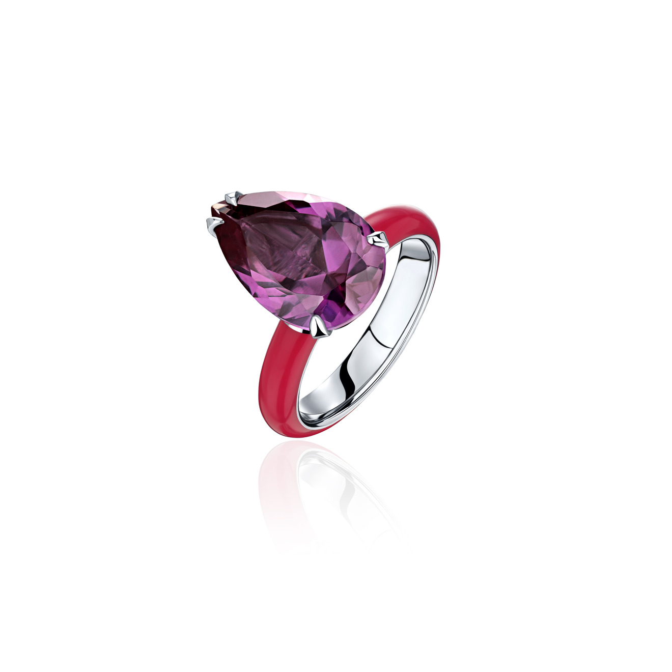 AlexeyZubov Кольцо с александритом с красной высокотехнологичной керамикой alexeyzubov кольцо bon bon из титана с выращенным кристаллом турмалина и с фиолетовой керамикой