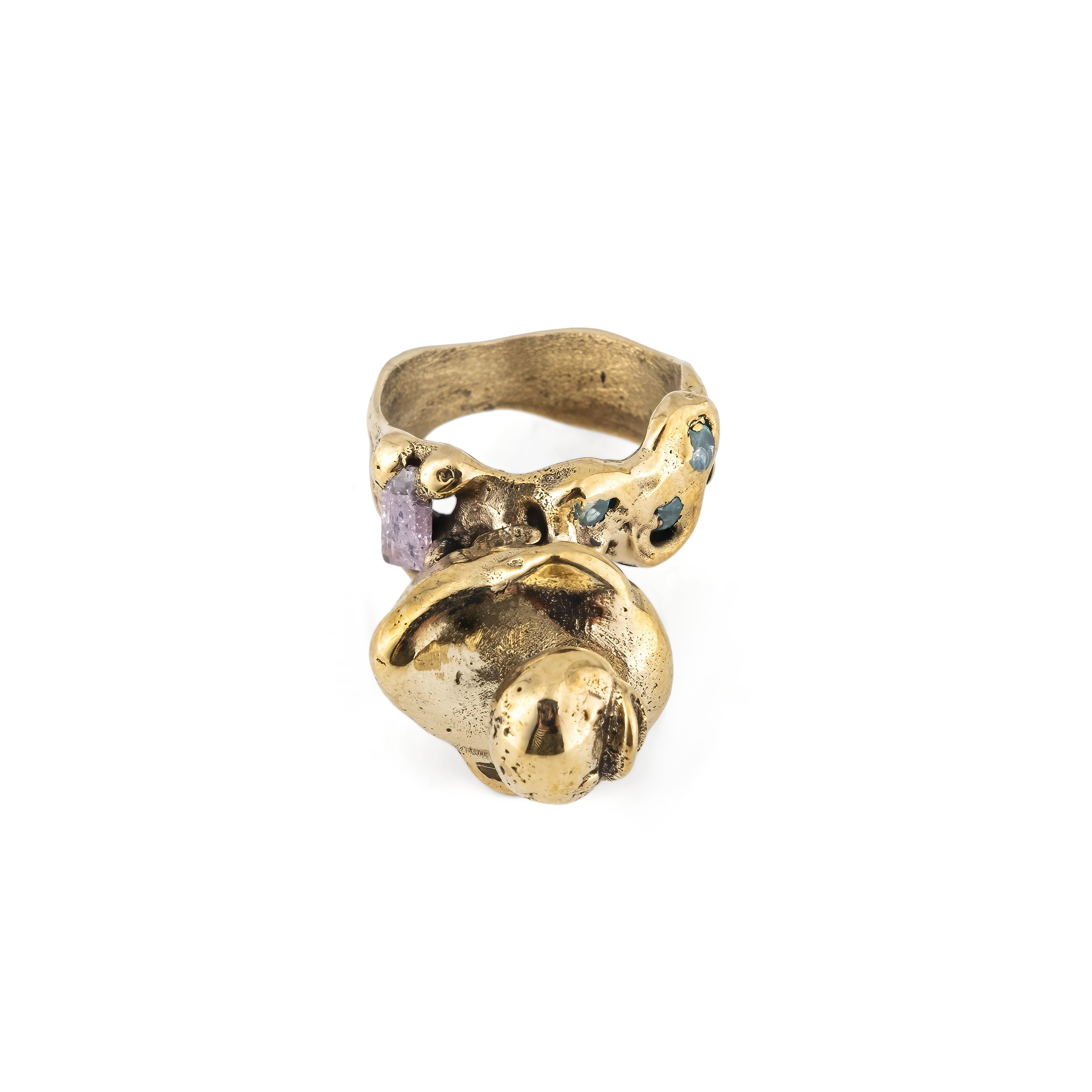 Brass ring with cubic zirconia