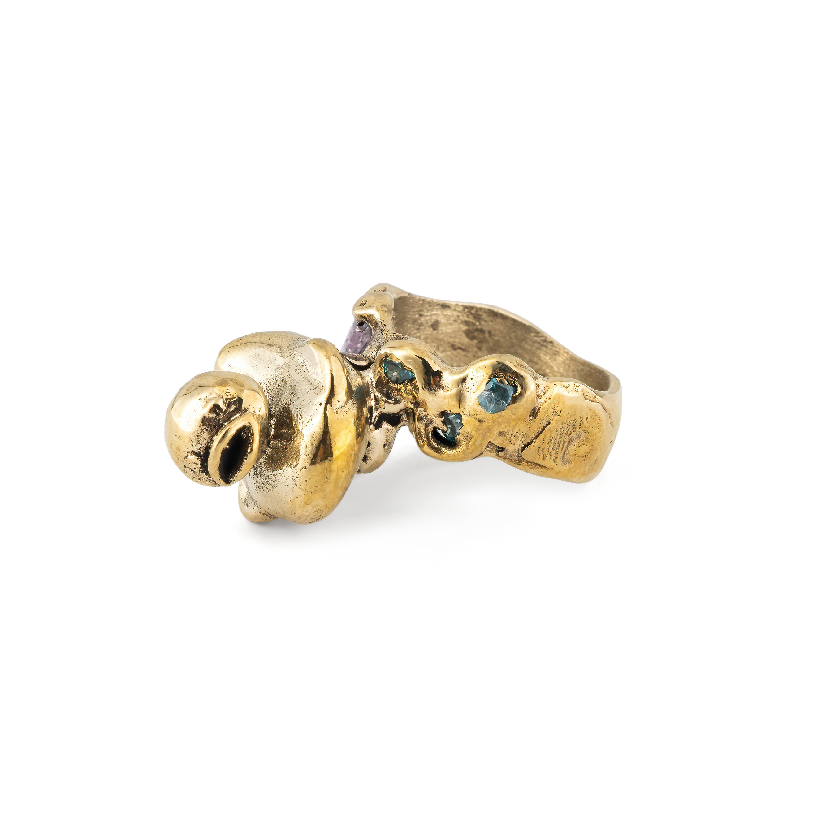 Brass ring with cubic zirconia