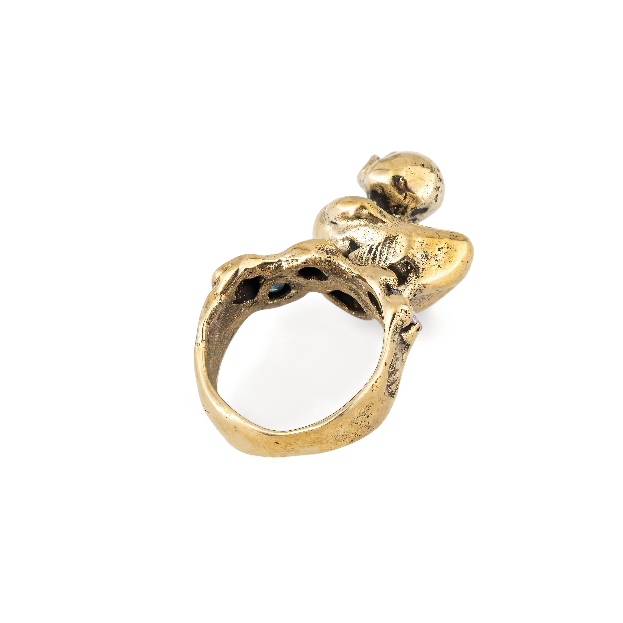 Brass ring with cubic zirconia