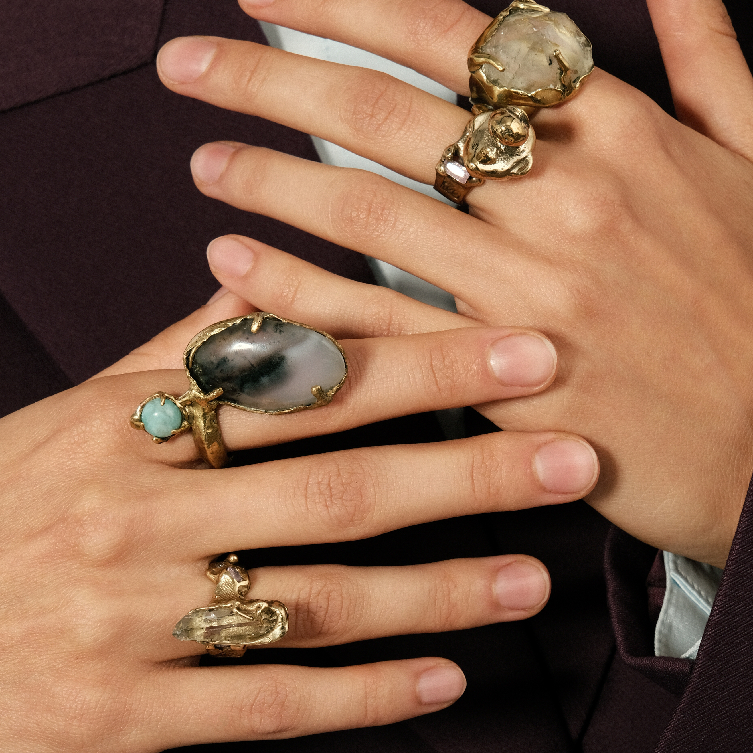 Brass ring with cubic zirconia
