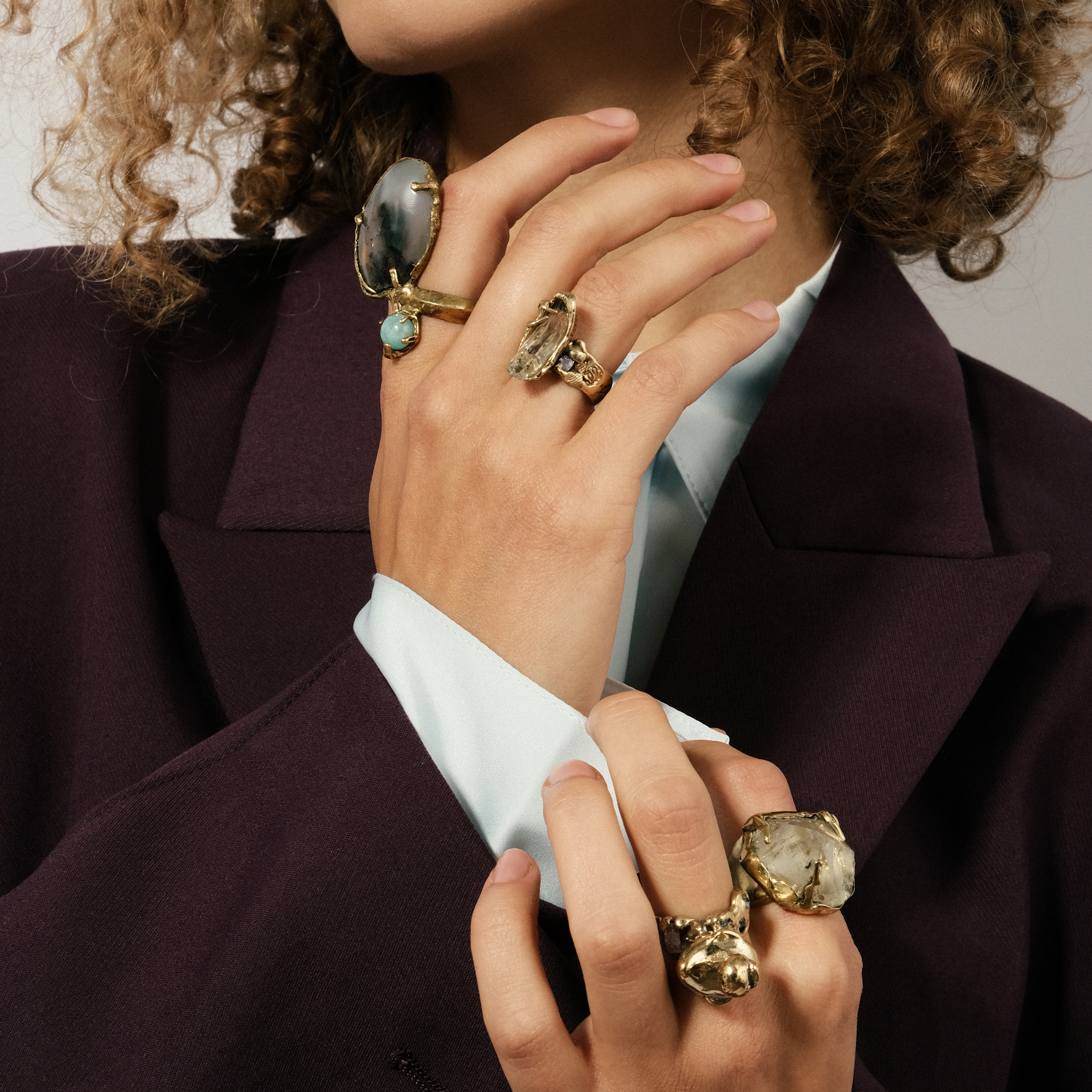 Brass ring with cubic zirconia