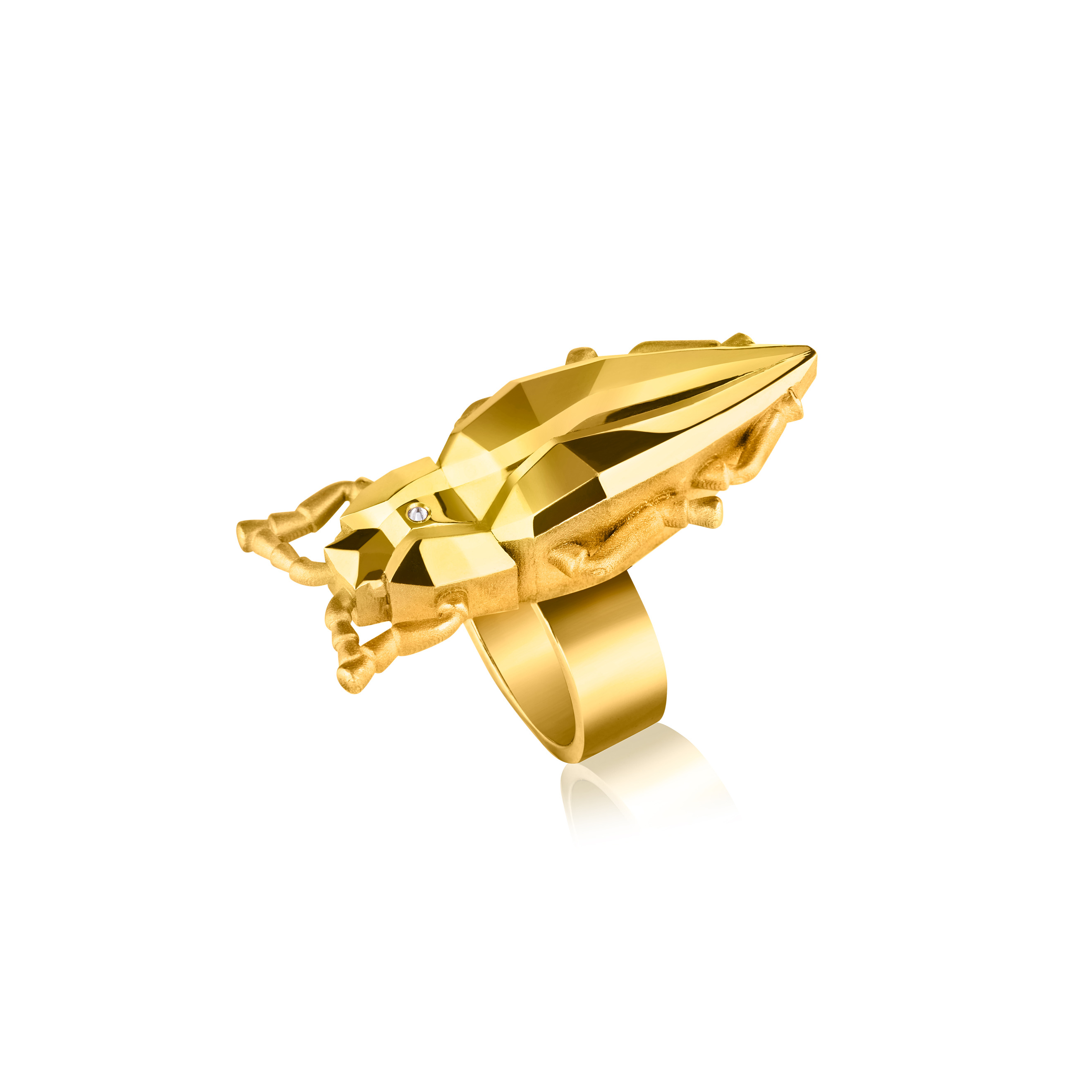 Кольцо СLEOPTR gold 17, серебро 925, позолота 24K, бел. бриллиант 0.008ct