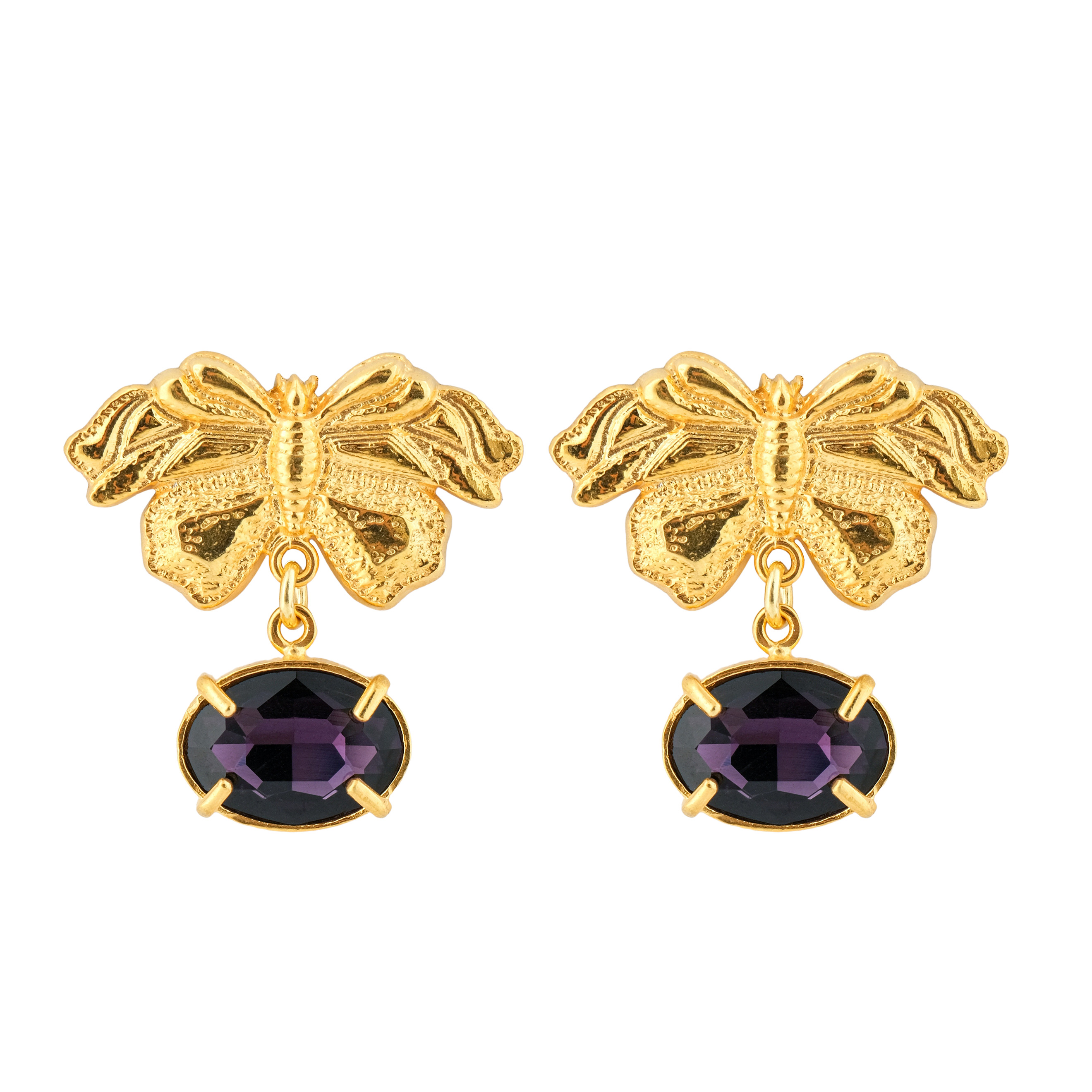 cicada earrings with lilac crystals
