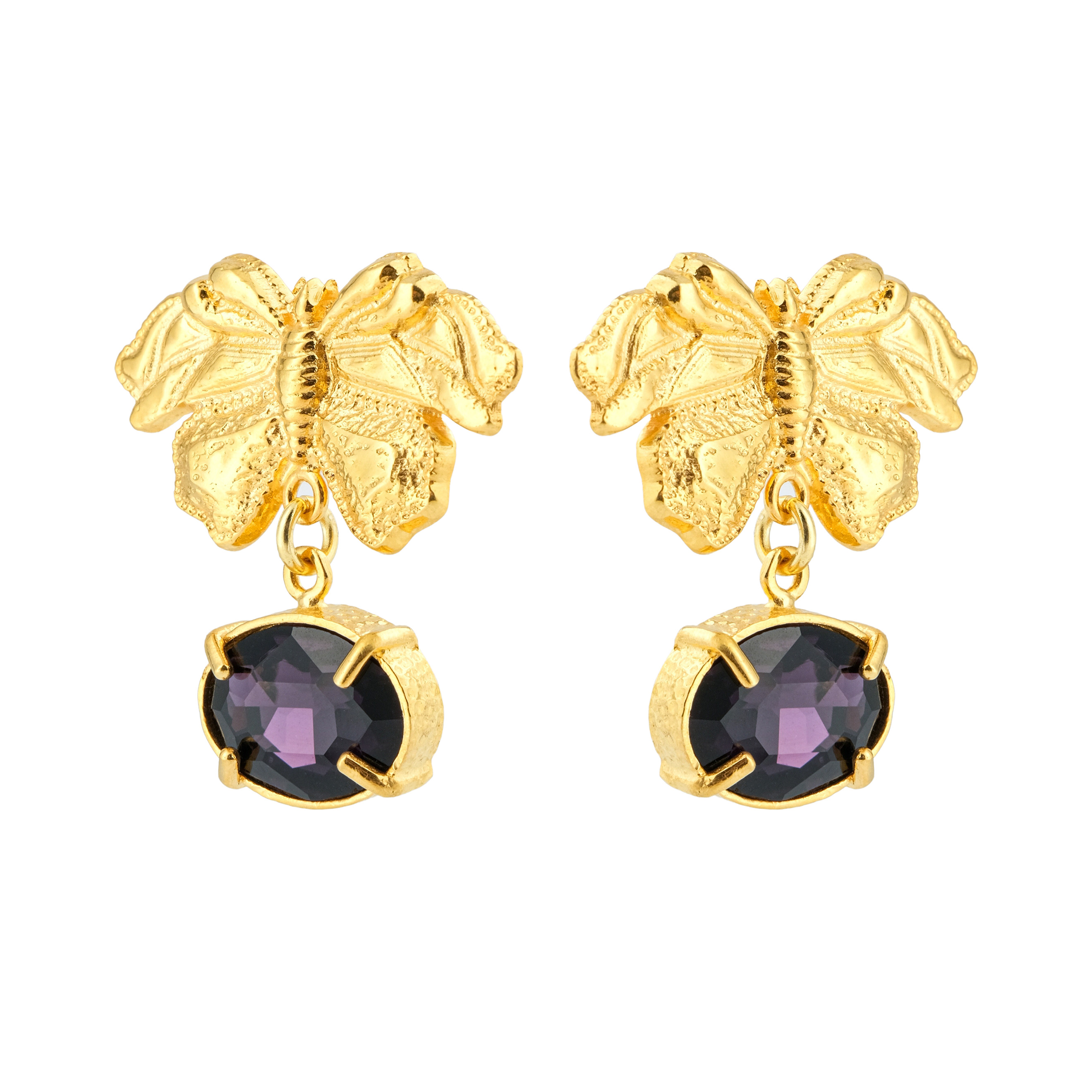 cicada earrings with lilac crystals