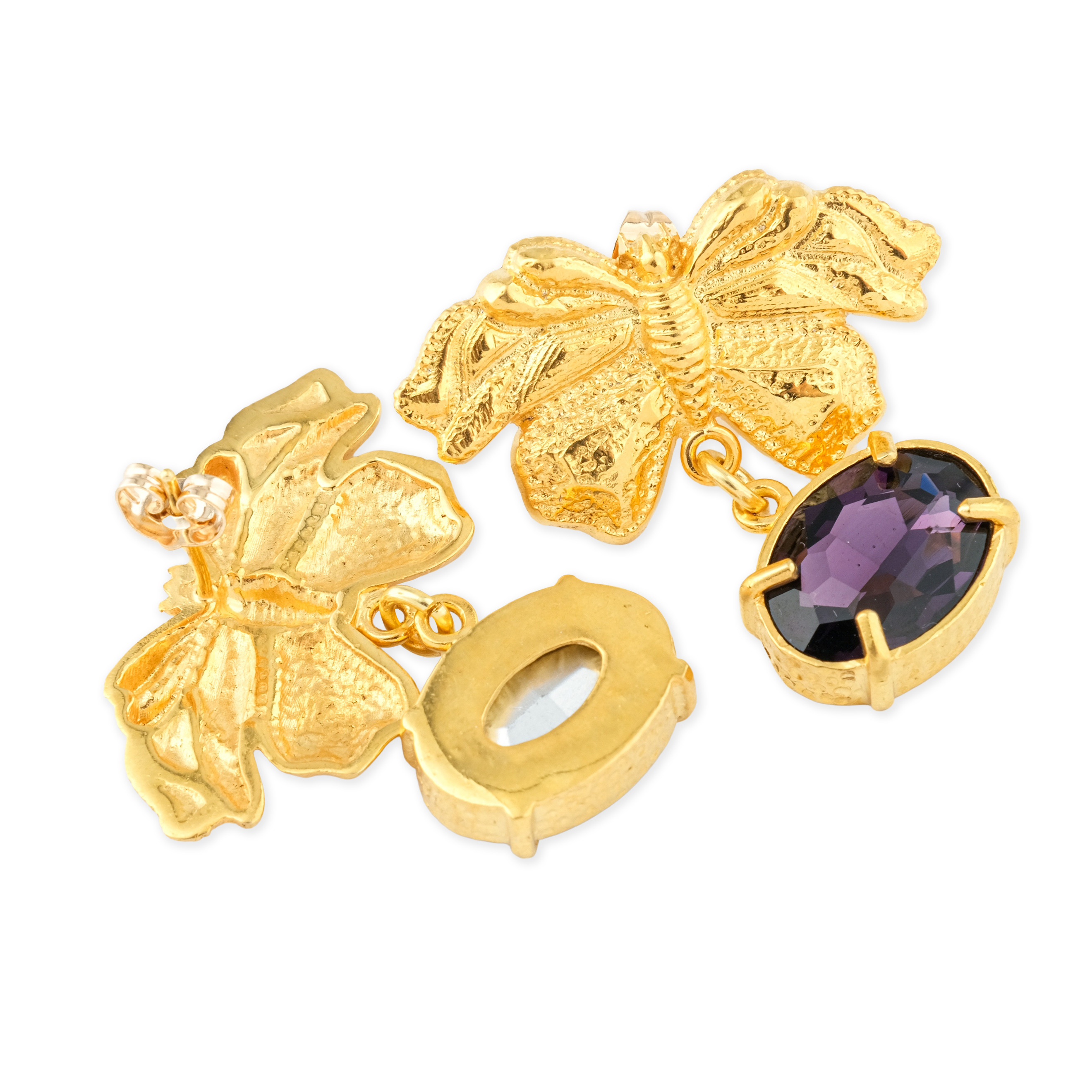 cicada earrings with lilac crystals