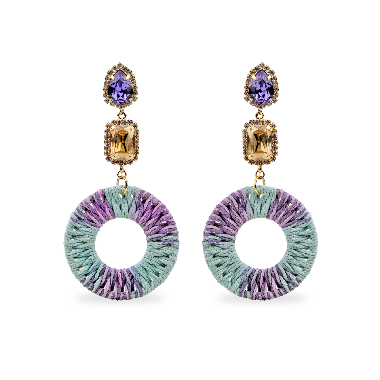 circle earrings with crystals