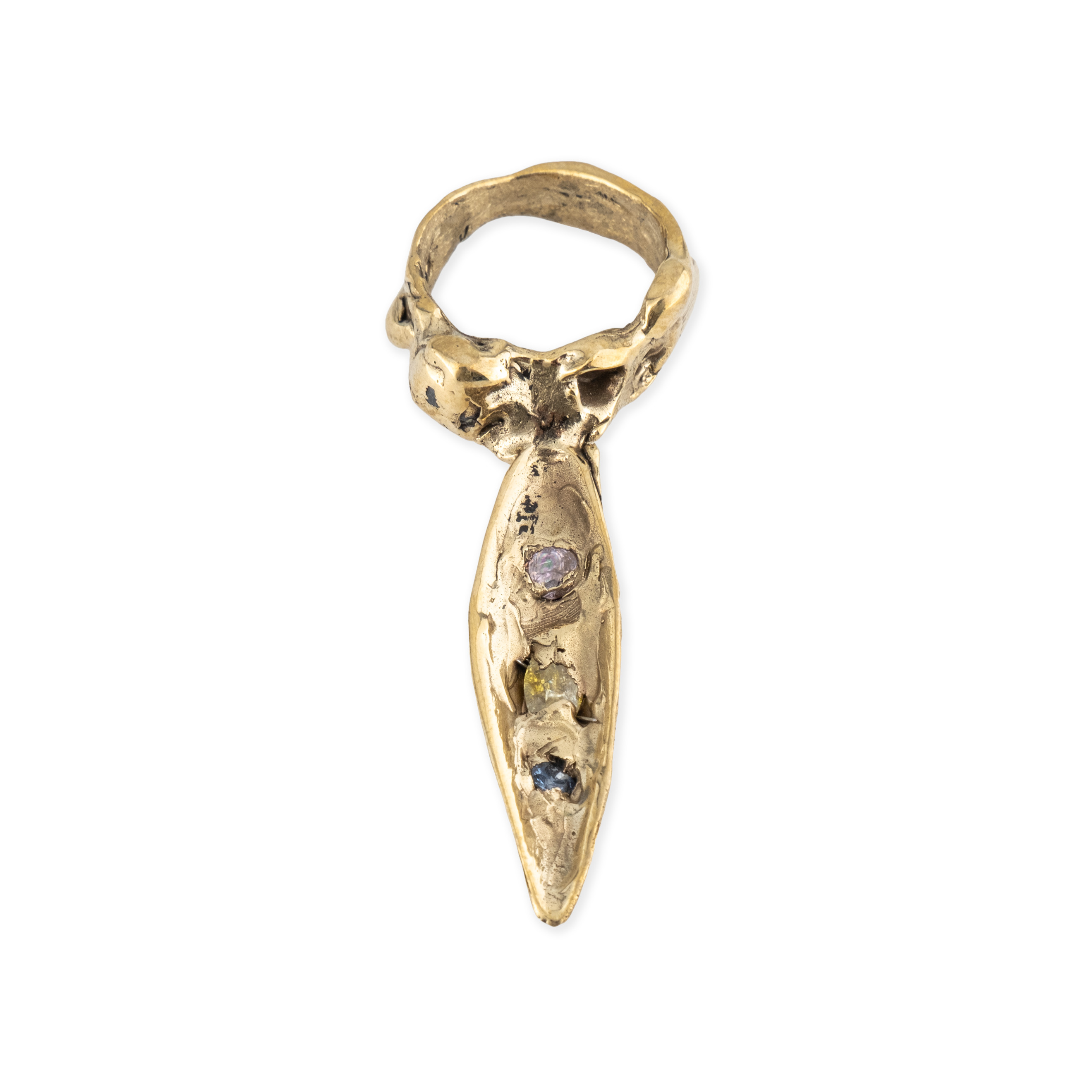 Brass ring with three cubic zirconia