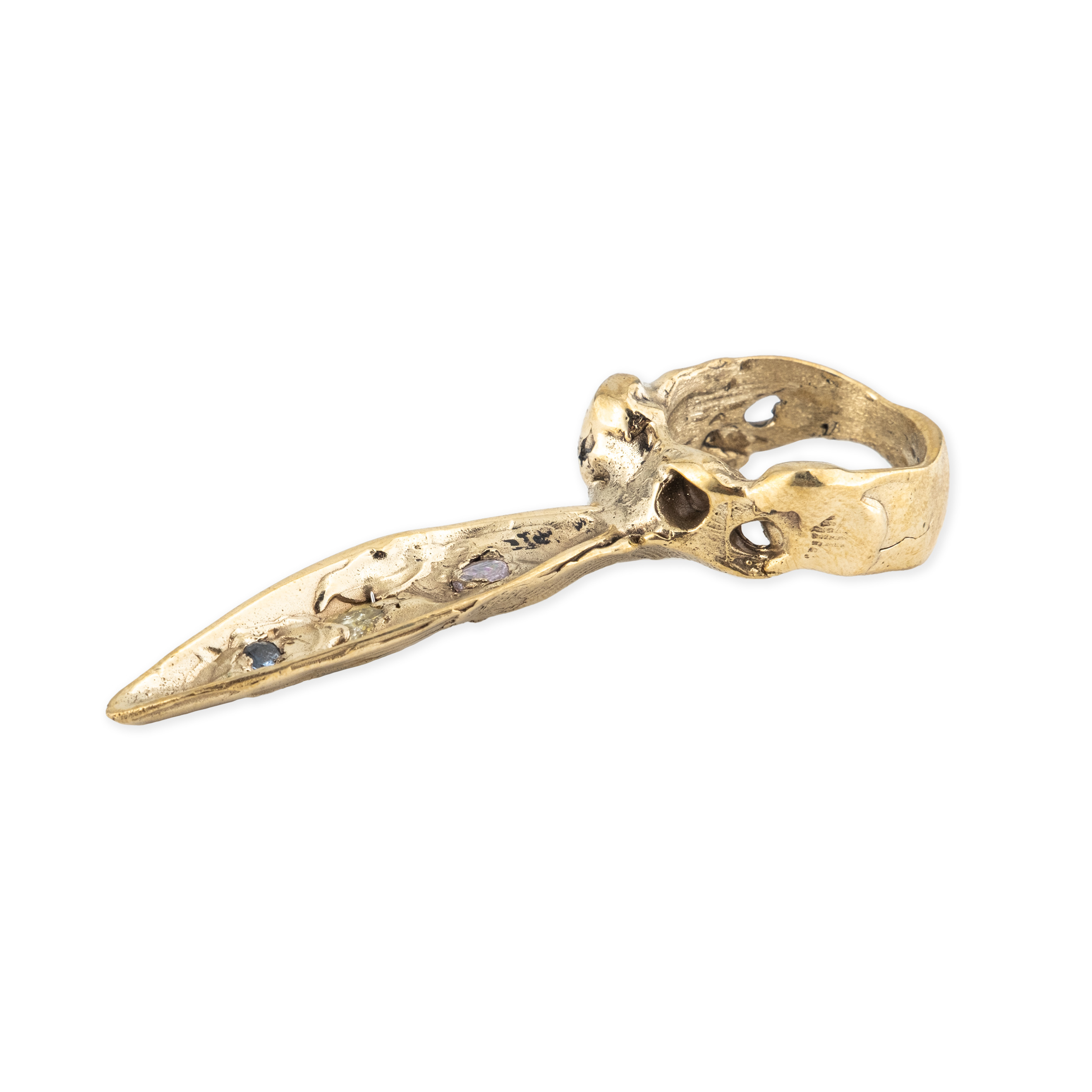 Brass ring with three cubic zirconia