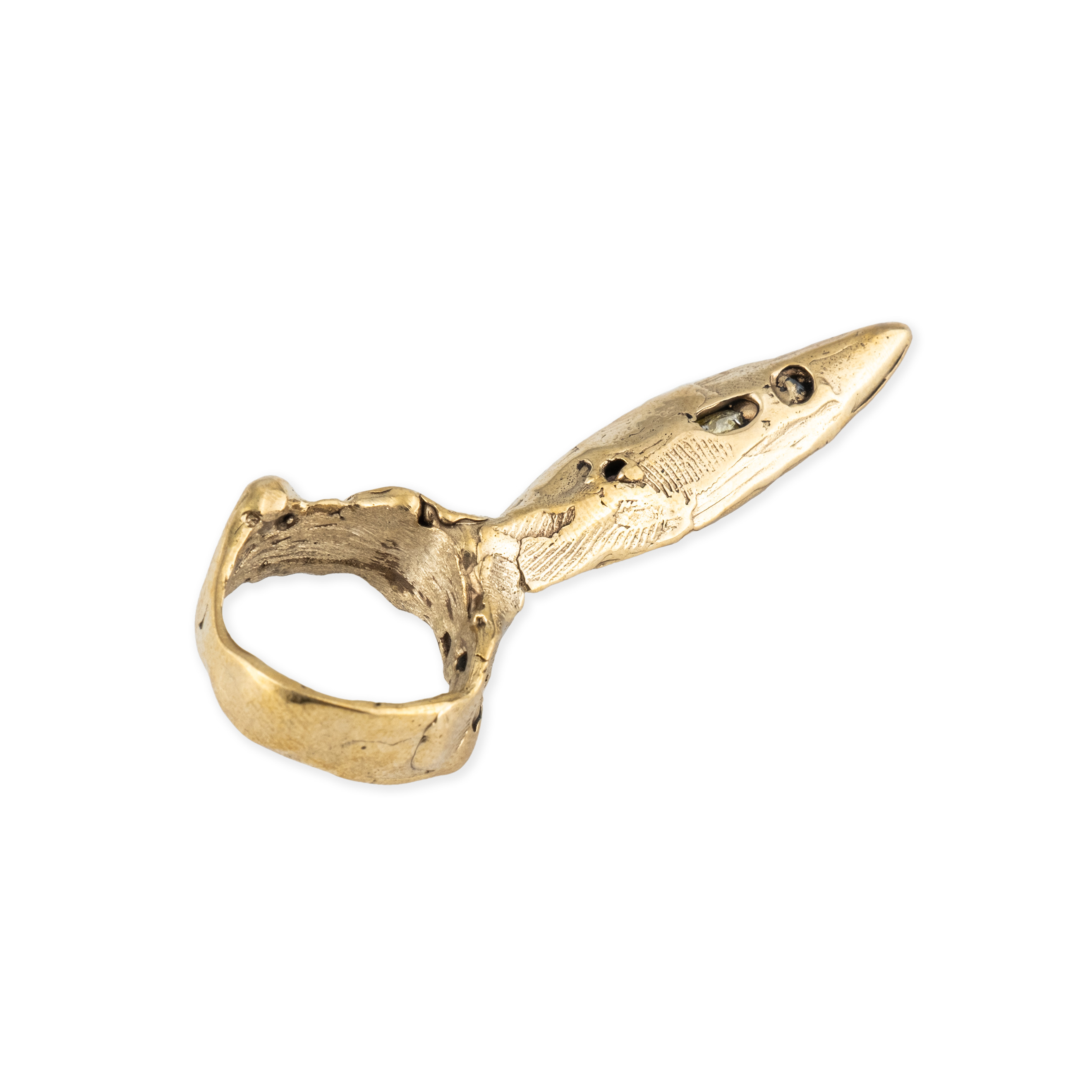 Brass ring with three cubic zirconia