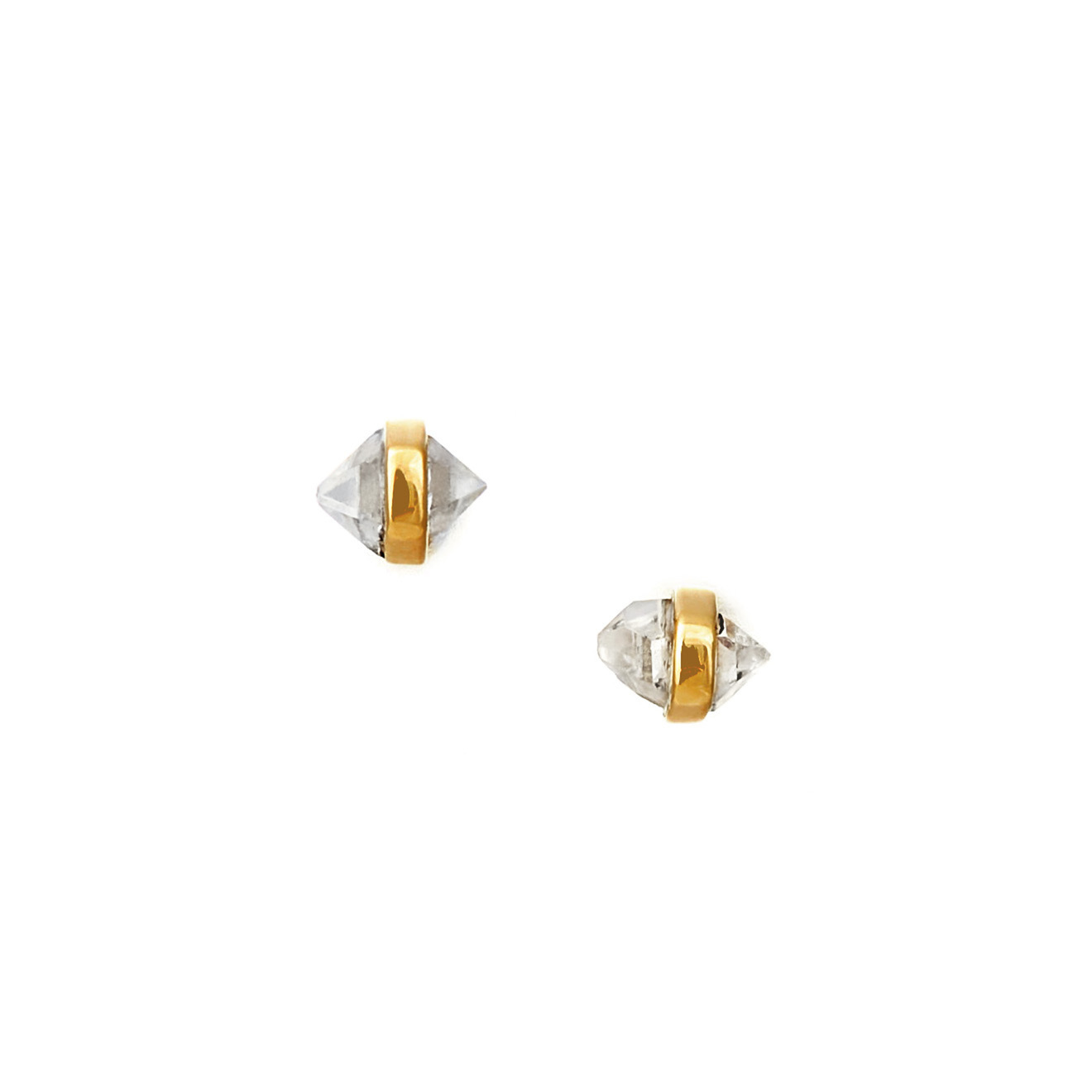 TONDEM Золотые серьги Mini с херкимерскими алмазами