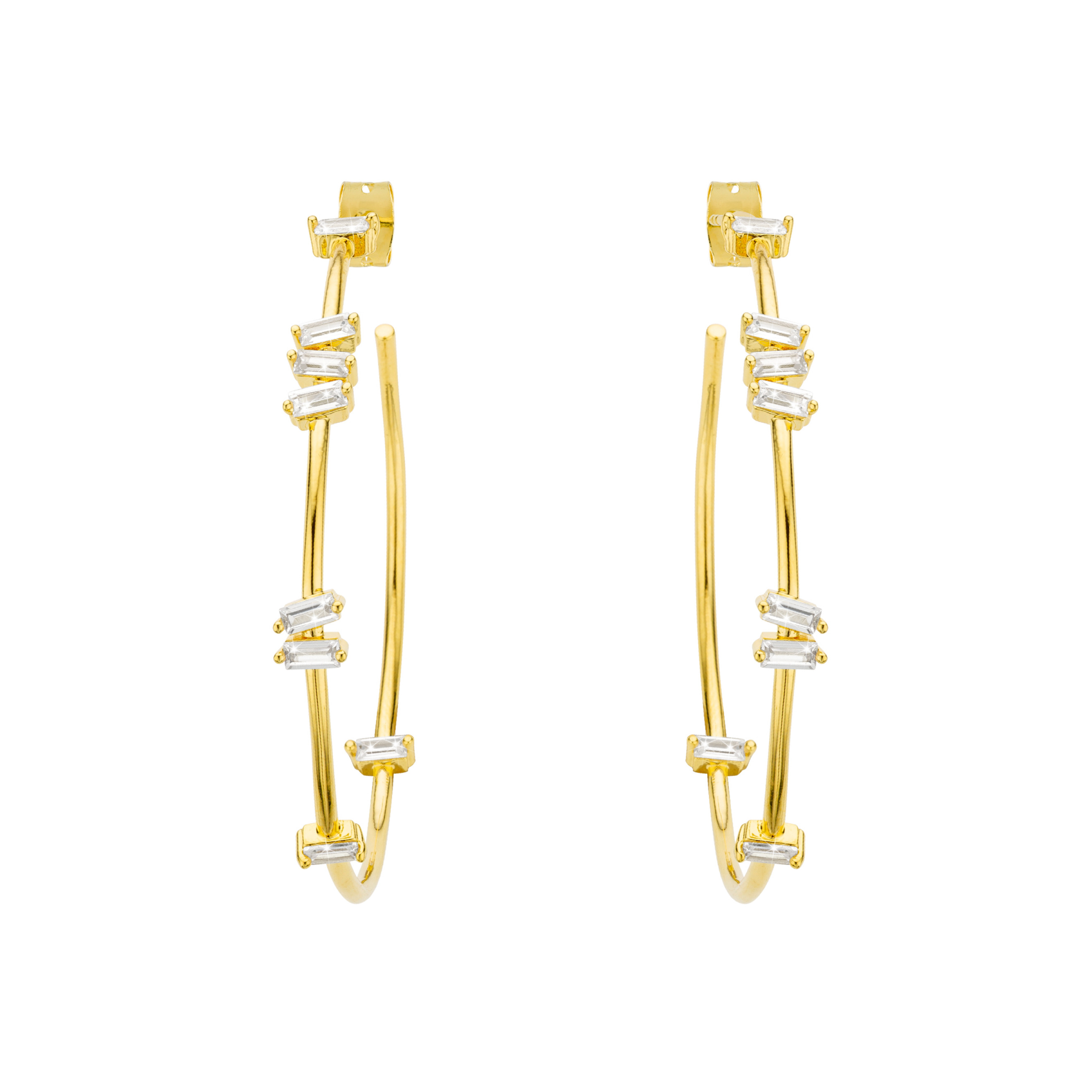 Позолоченные серьги-кольца BAGUETTE HOOPS