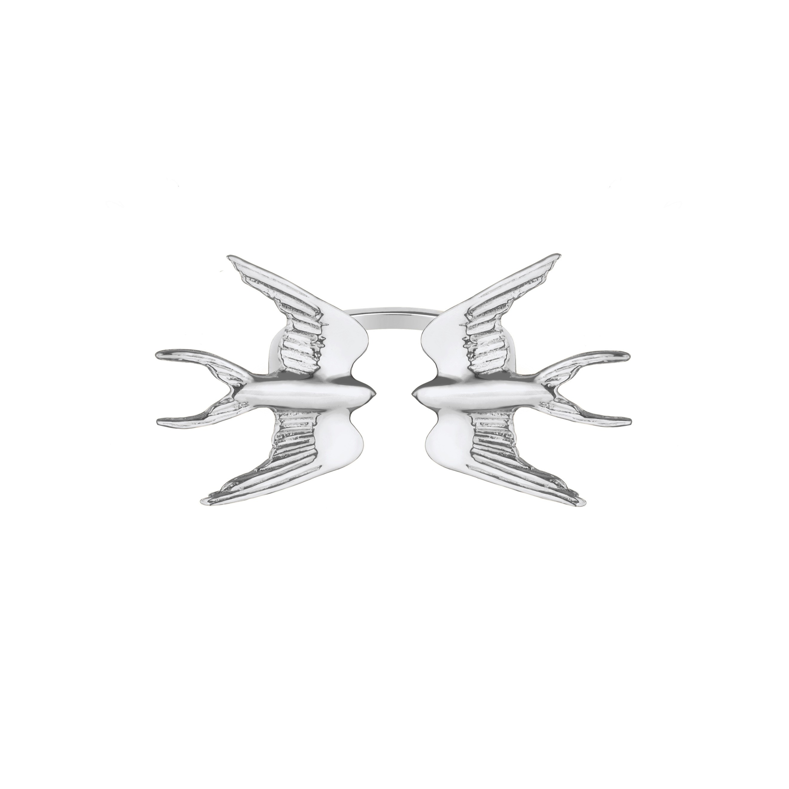 Открытые кольца Nastya Maximova Незамкнутое кольцо из серебра с маленькими ласточками