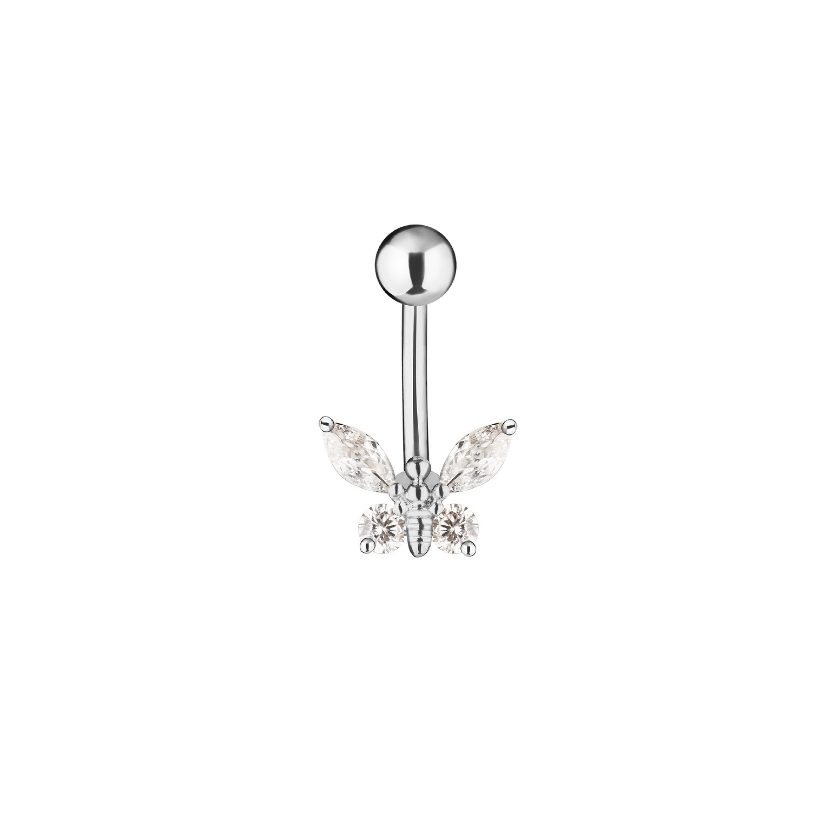 Bellybutton Butterfly with stones of 10mm length made of steel