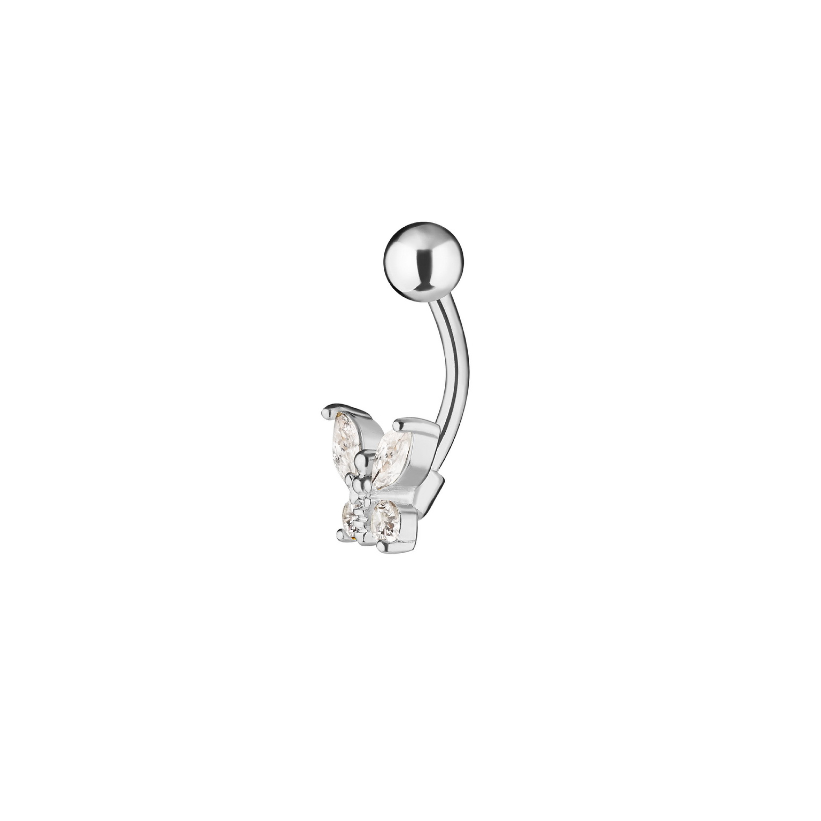 Bellybutton Butterfly with stones of 10mm length made of steel