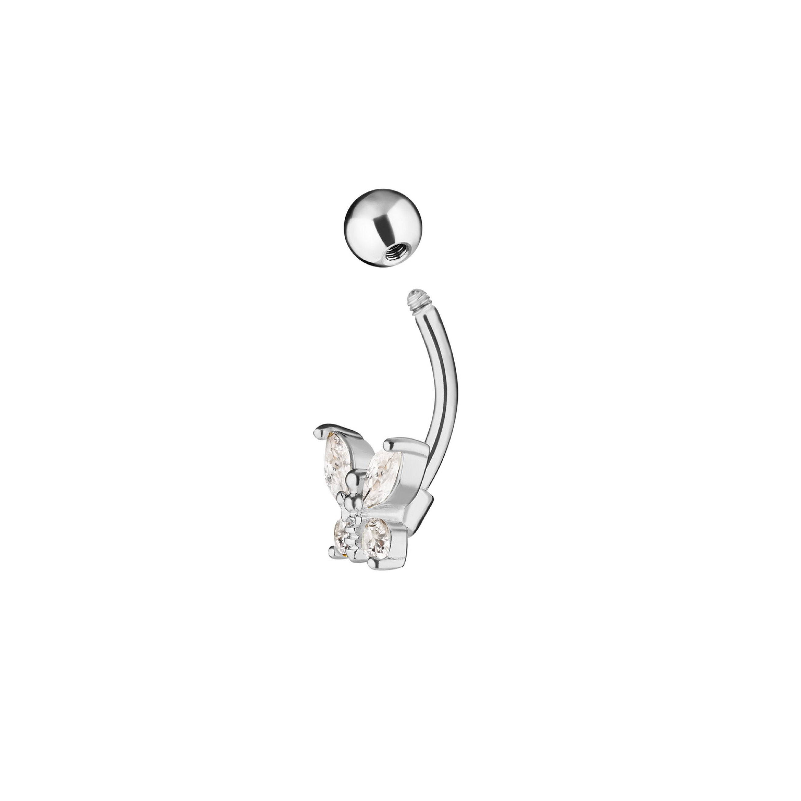 Bellybutton Butterfly with stones of 10mm length made of steel
