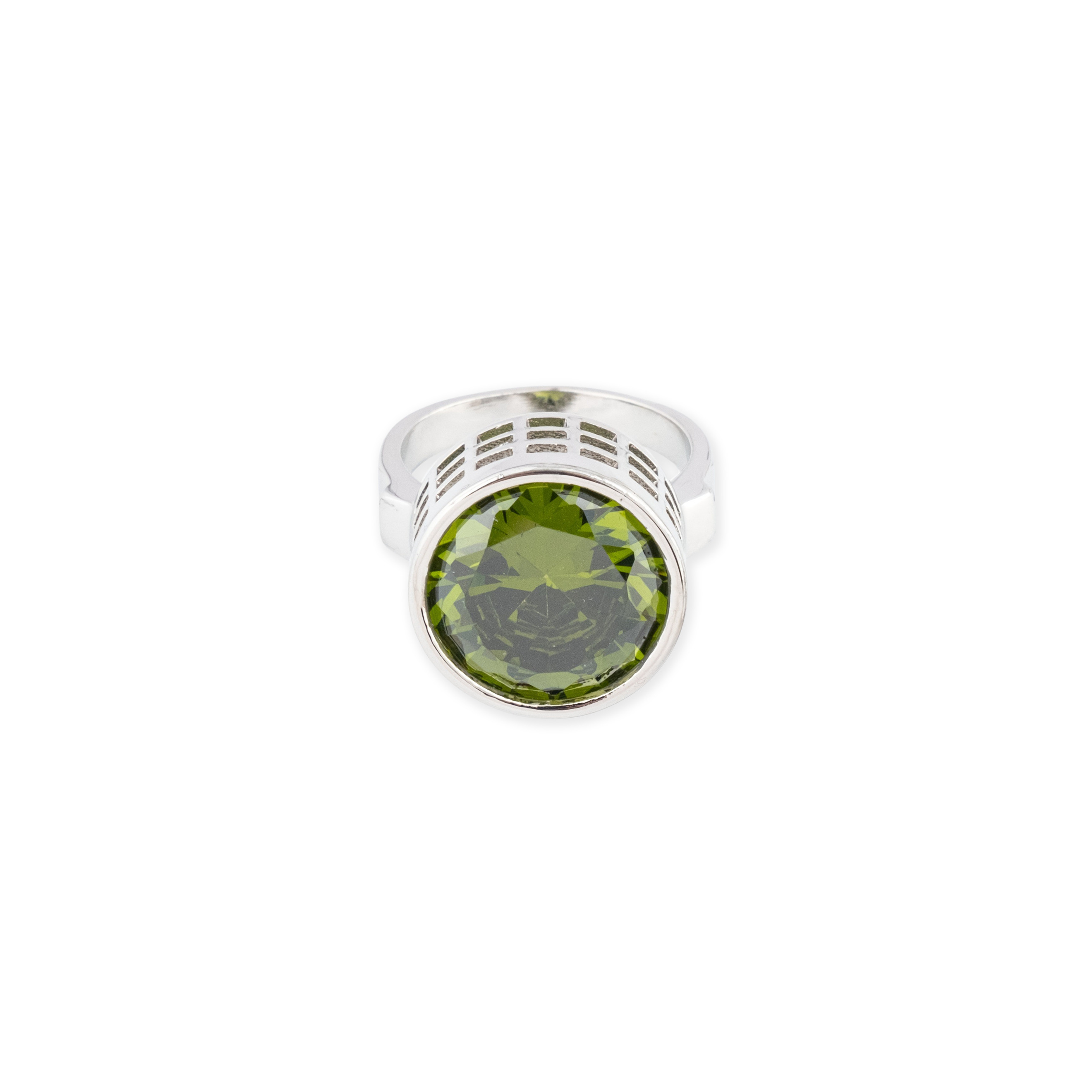Silver ring with green stone