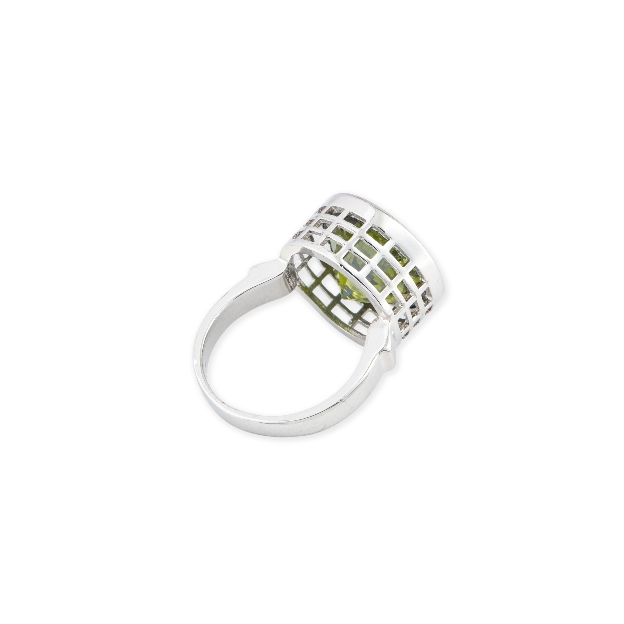 Silver ring with green stone