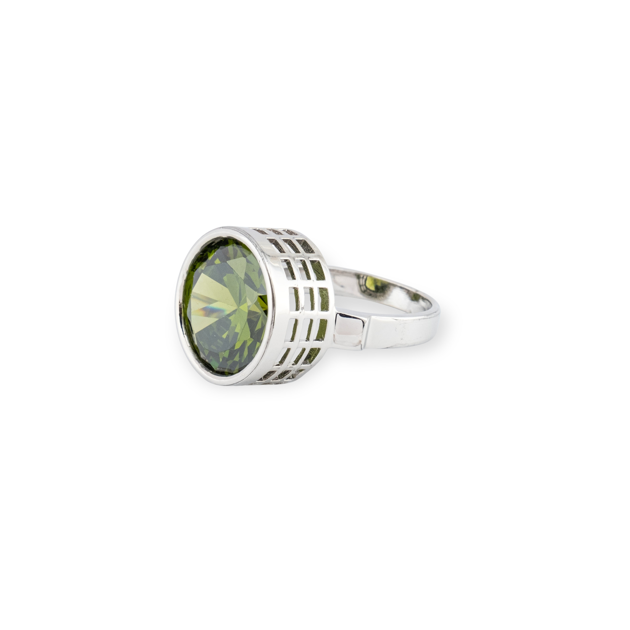 Silver ring with green stone