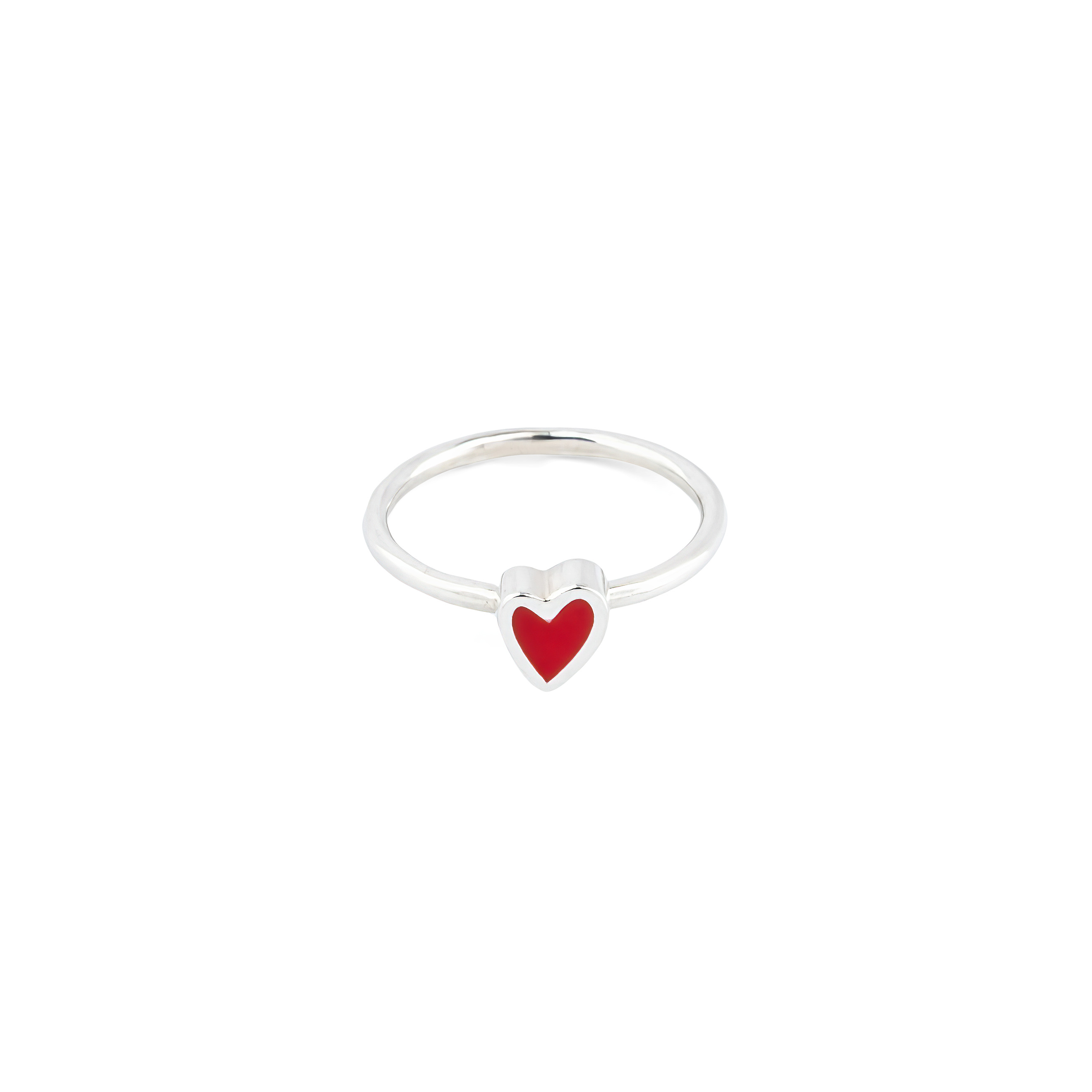 Тонкие кольца УРА jewelry Кольцо цельное с 1 сердцем эмаль