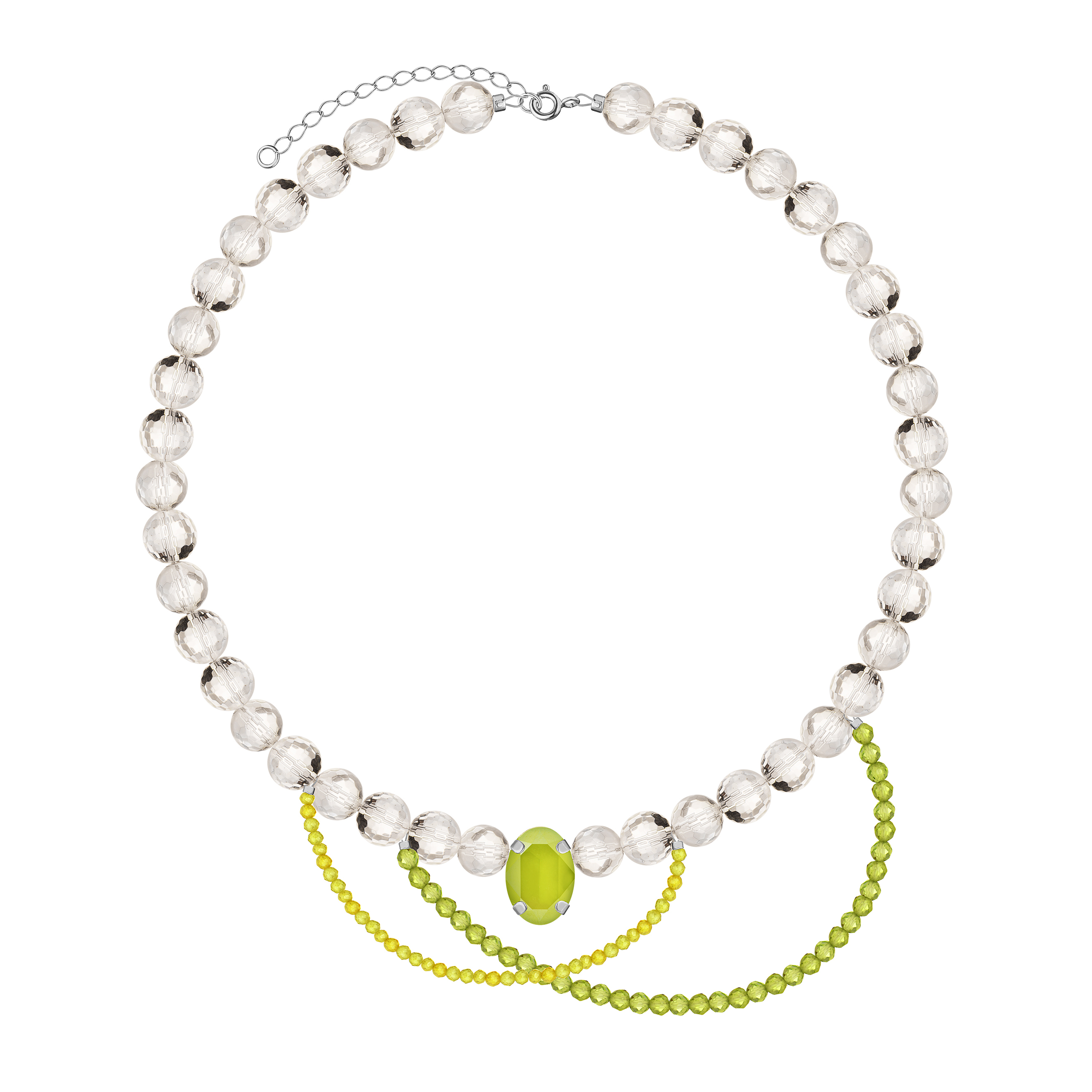 Apple Pie necklace with transparent and green beads