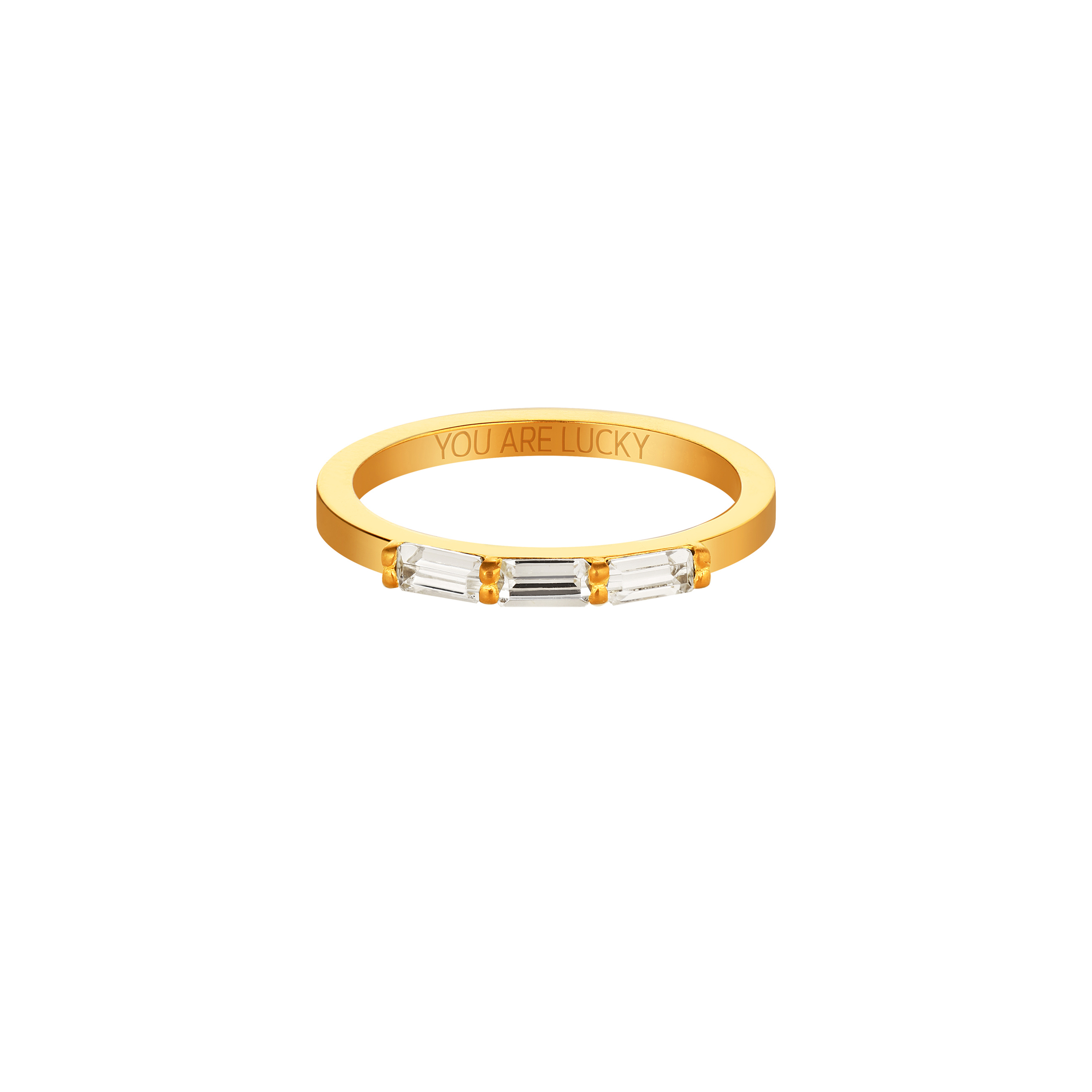 gold-plated ring with crystals you are lucky
