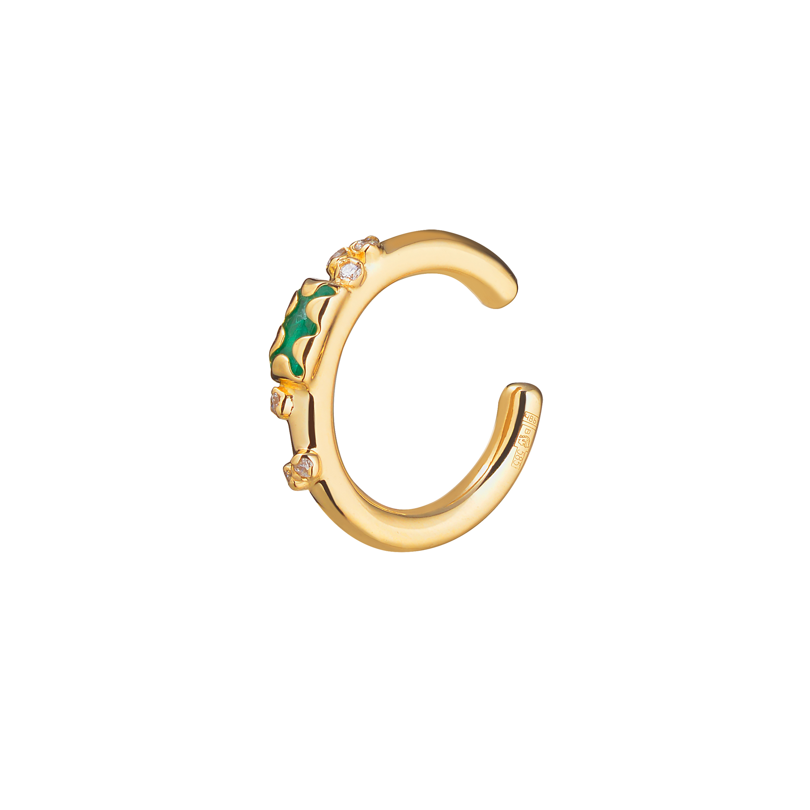 Cuff with emerald and diamonds