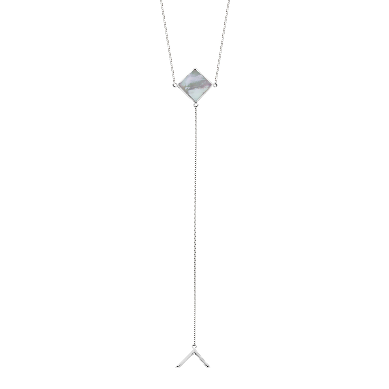 цена Wishes Come True Колье-галстук из серебра с ромбом и светлым плоским перламутром