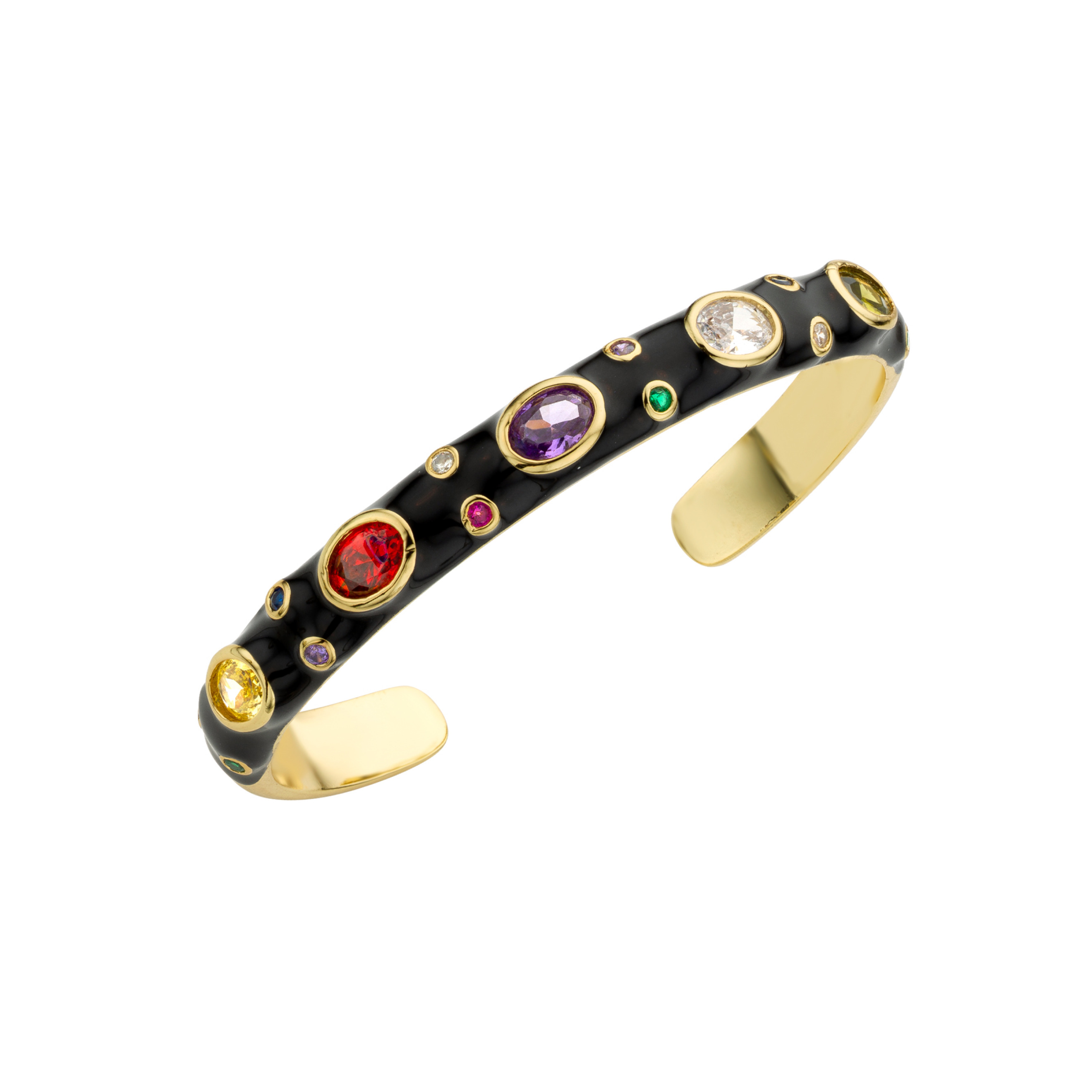 Gold-plated black bracelet with BLACK CANDY STONE crystals