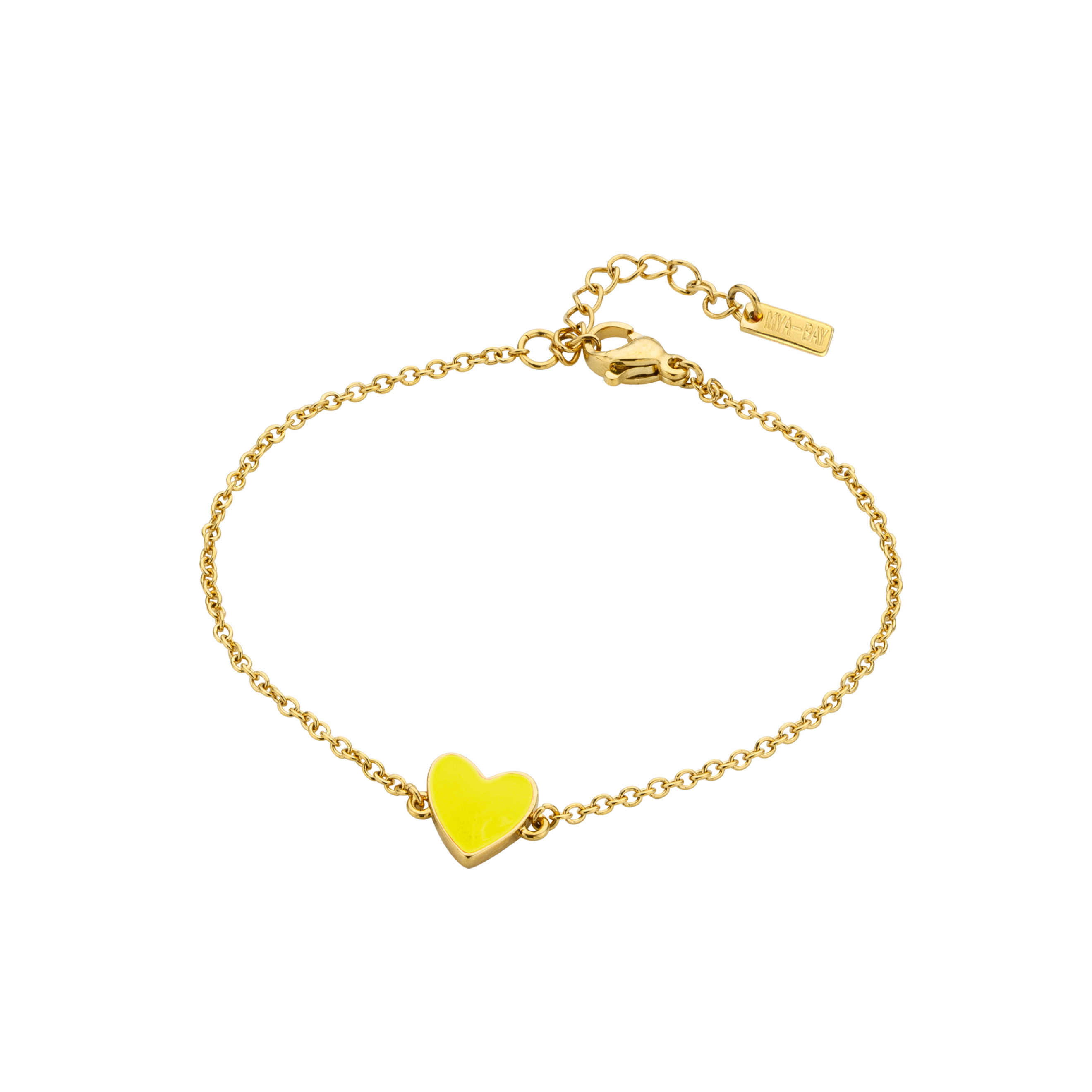Позолоченный тонкий браслет с желтым сердцем NEON YELLOW HEART