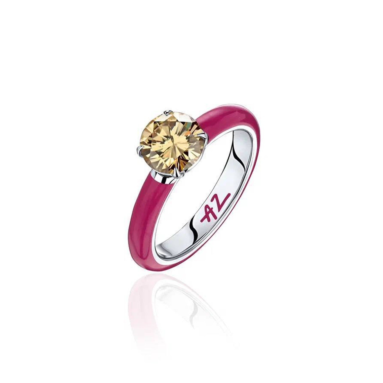 AlexeyZubov Кольцо из золота c муассанитом и розовой высокотехнологичной керамикой alexeyzubov зеленое кольцо из золота c выращеным муссанитом