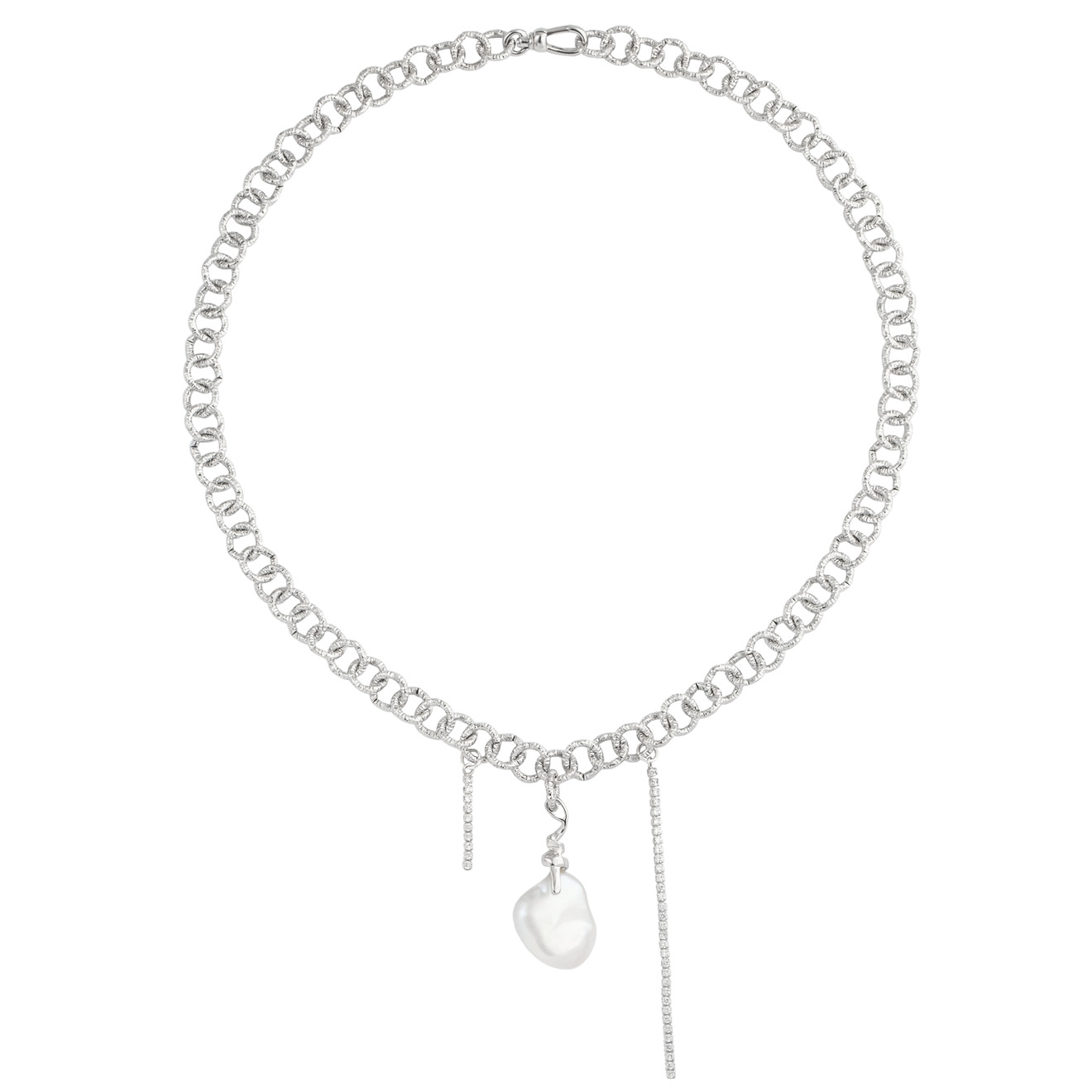Serebriciti Jewelry Колье-цепь с барочным жемчугом и кристаллами колье с барочным жемчугом и раухтопазом