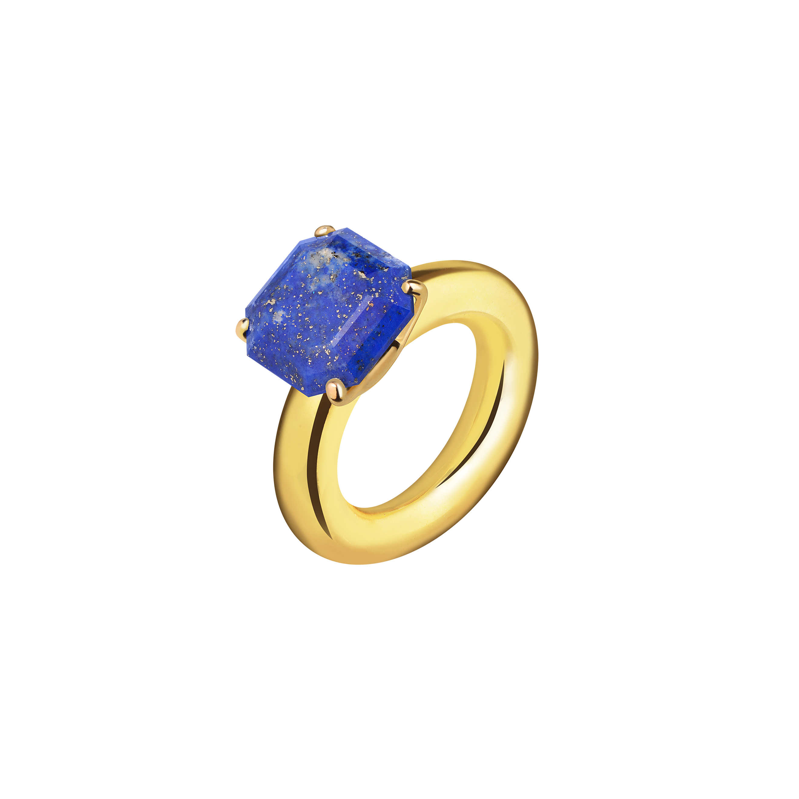Позолоченное кольцо из серебра Cartoon Ring с лазуритом