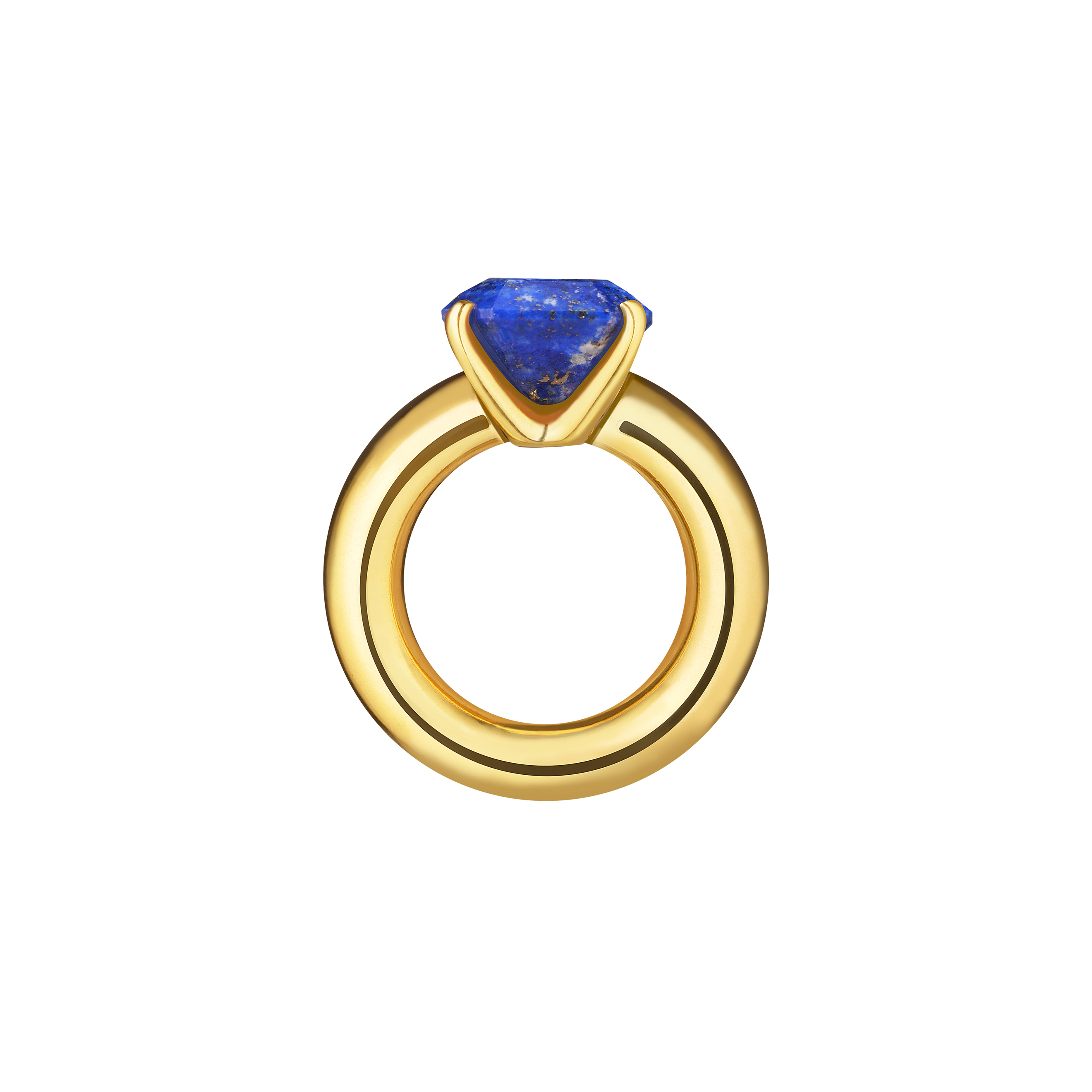 Позолоченное кольцо из серебра Cartoon Ring с лазуритом