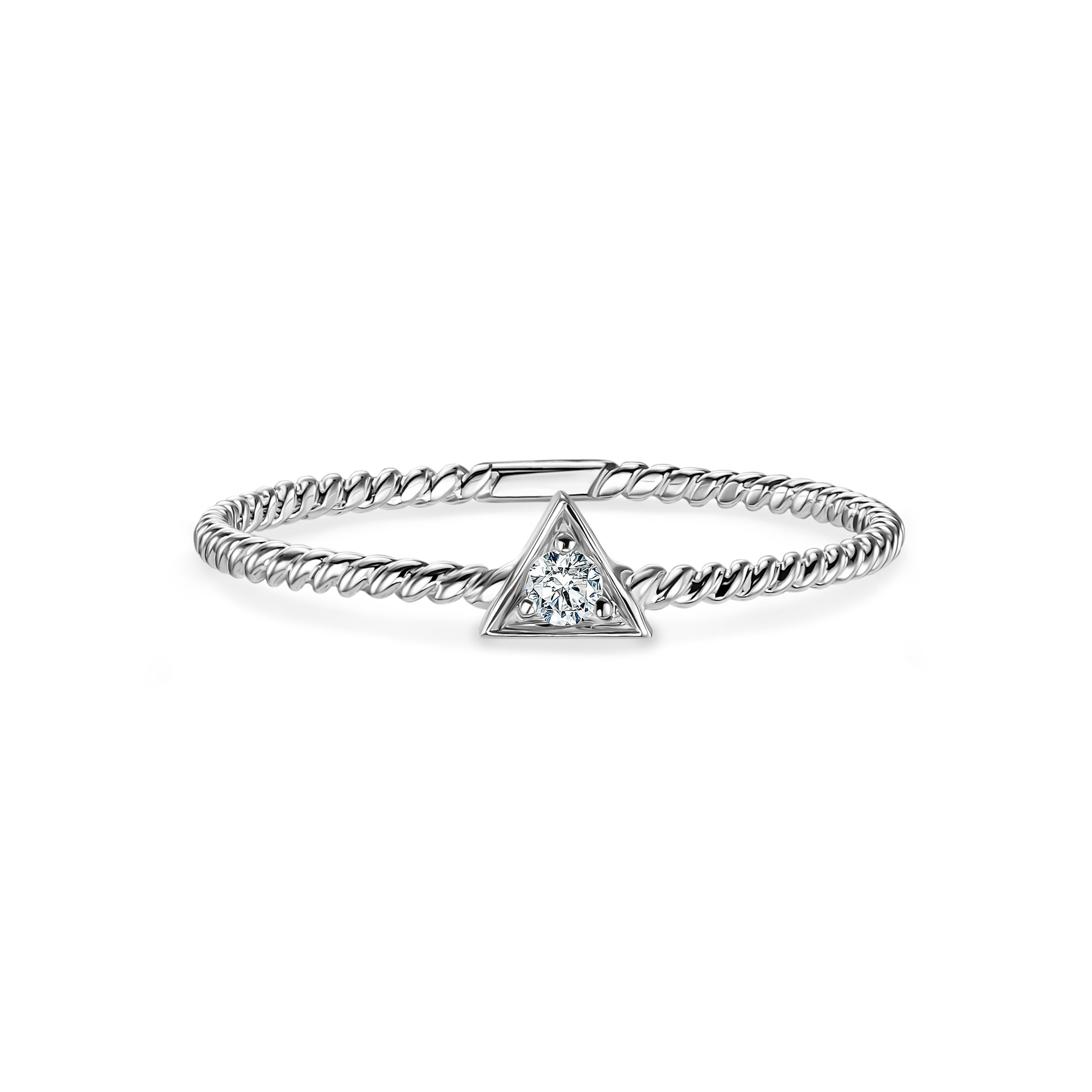 Braided white gold ring with triangle