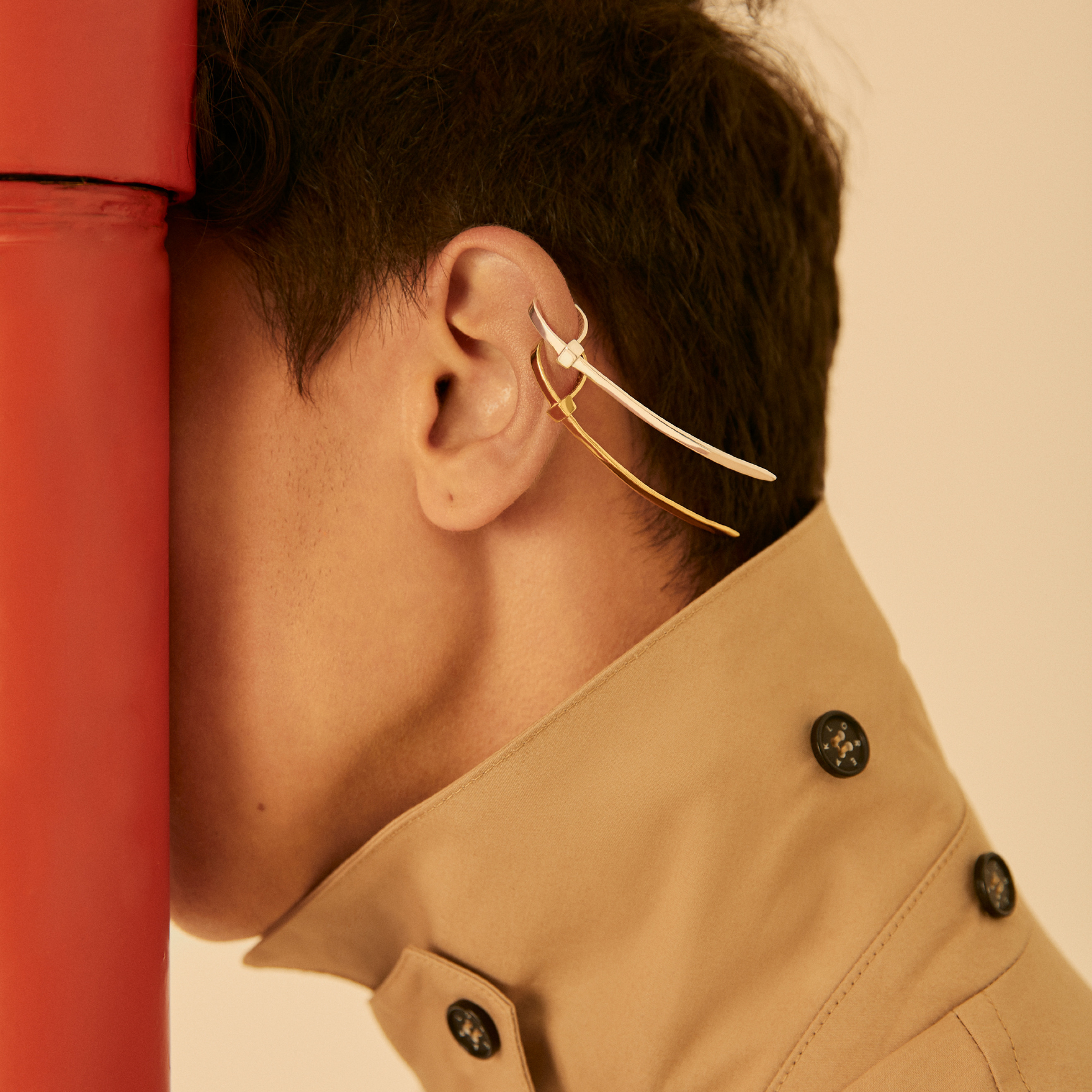 Small silver zip-tie earring