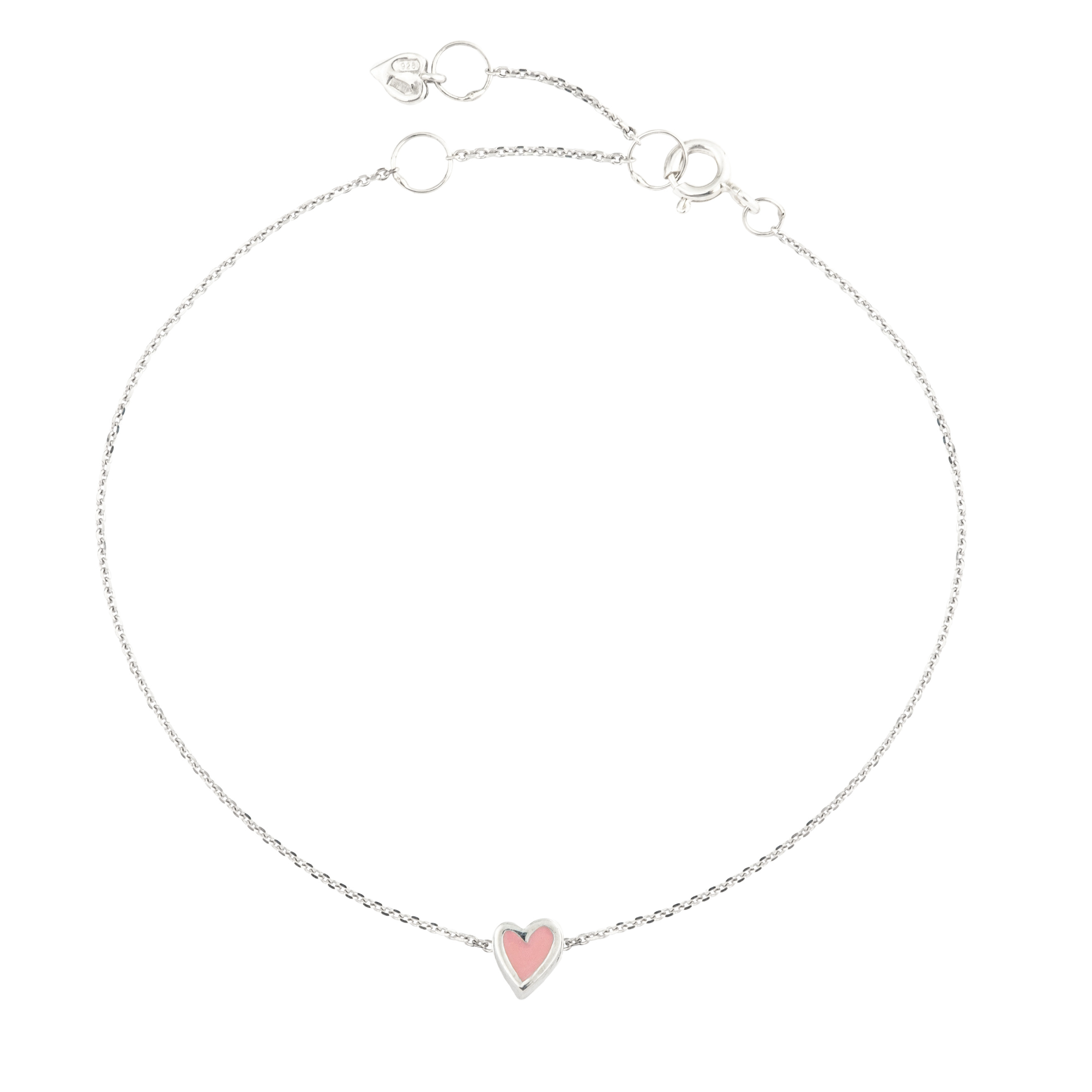 Silver bracelet with pink heart