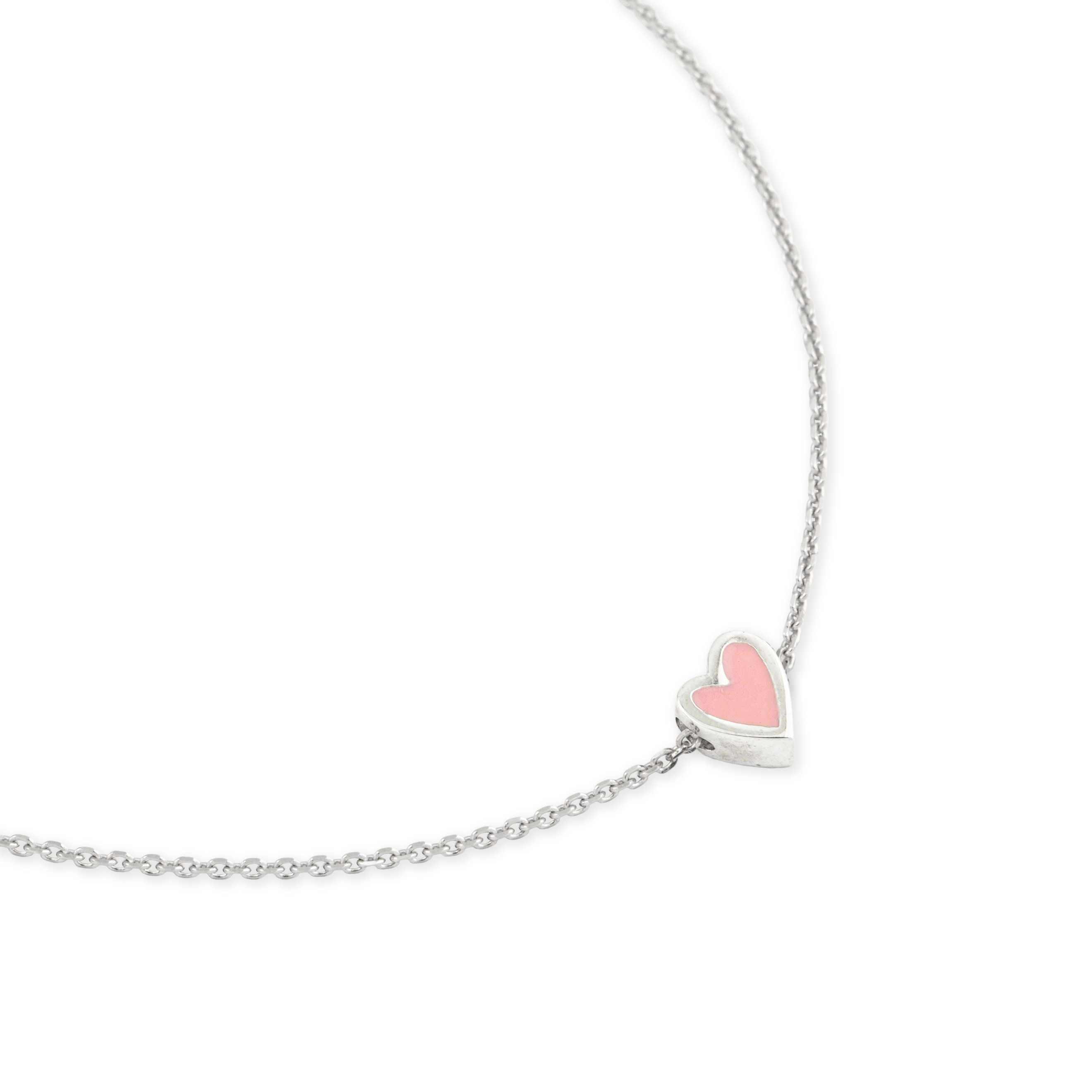 Silver bracelet with pink heart