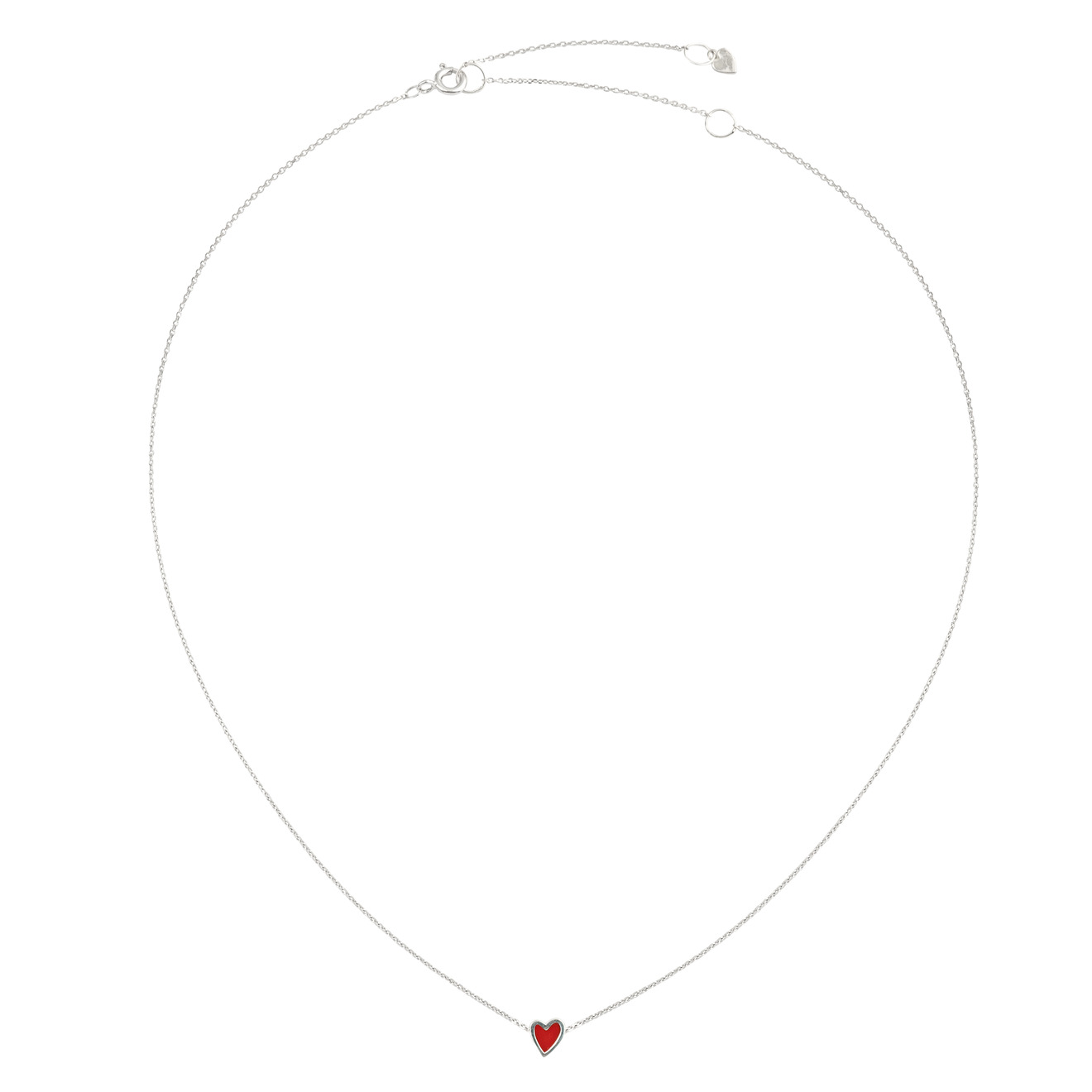 УРА jewelry Колье из серебра с красным сердцем