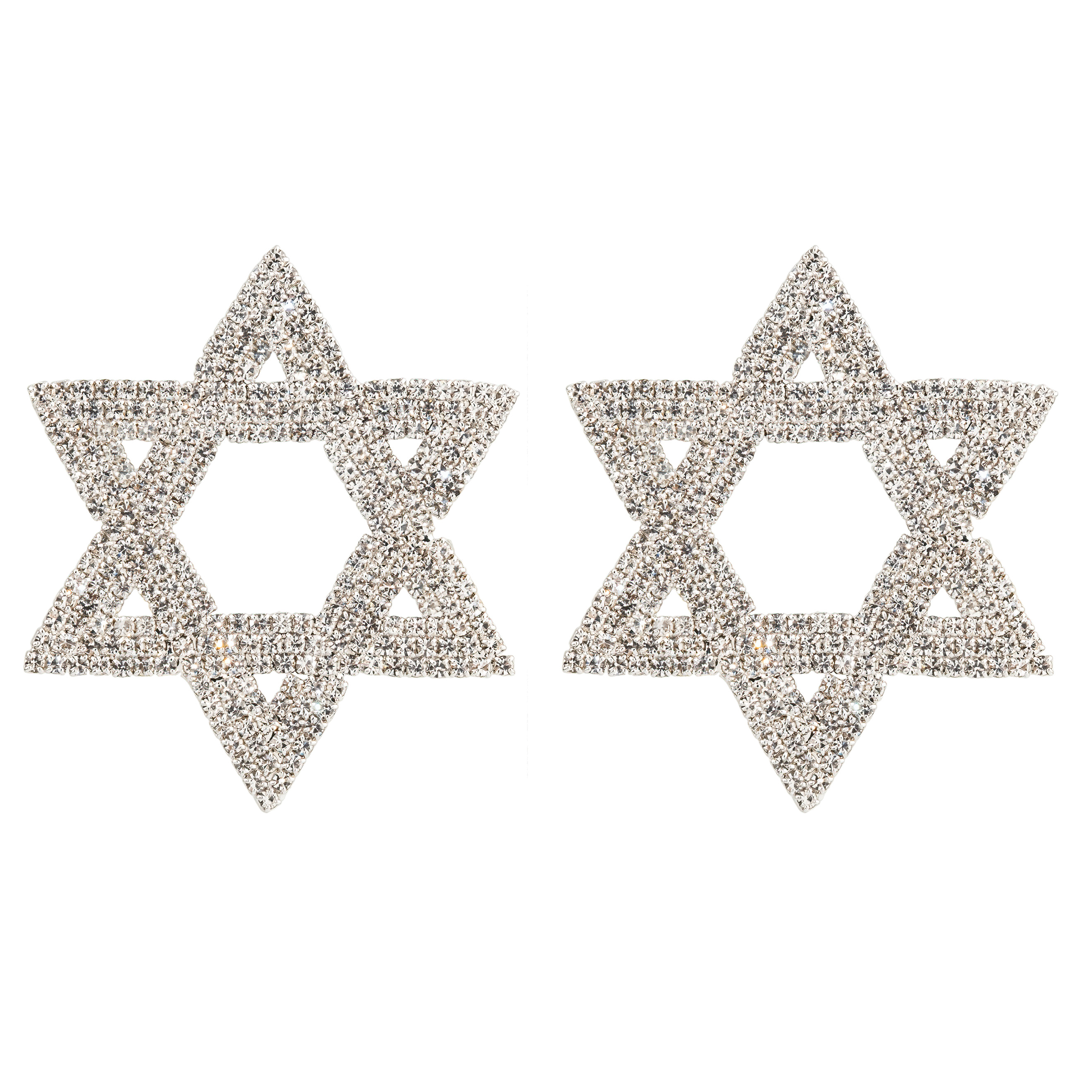 earrings-six-pointed stars with crystals