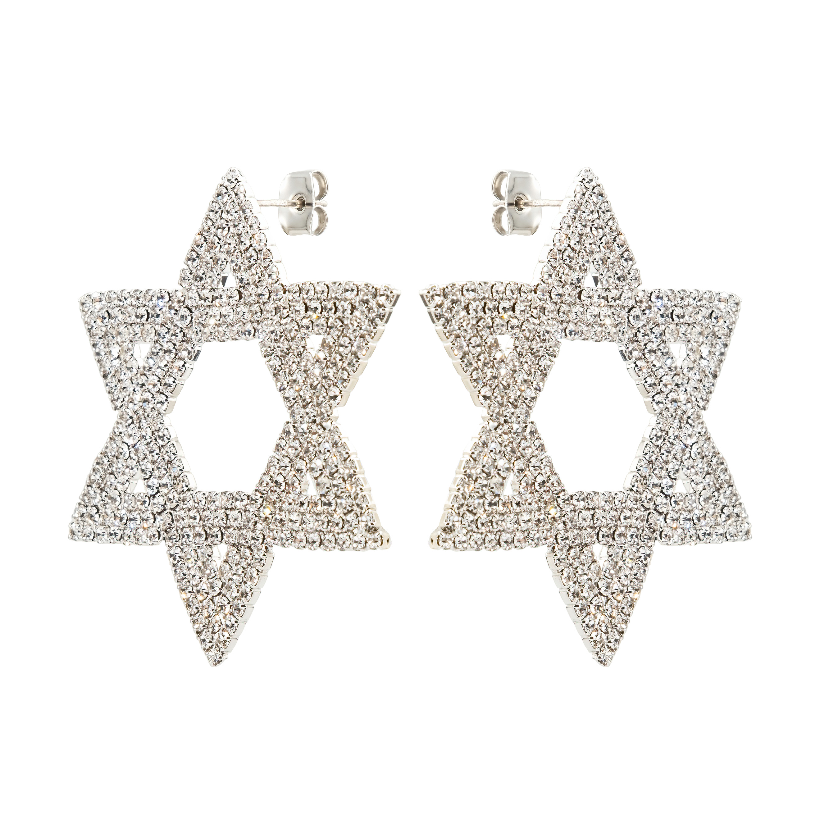 earrings-six-pointed stars with crystals