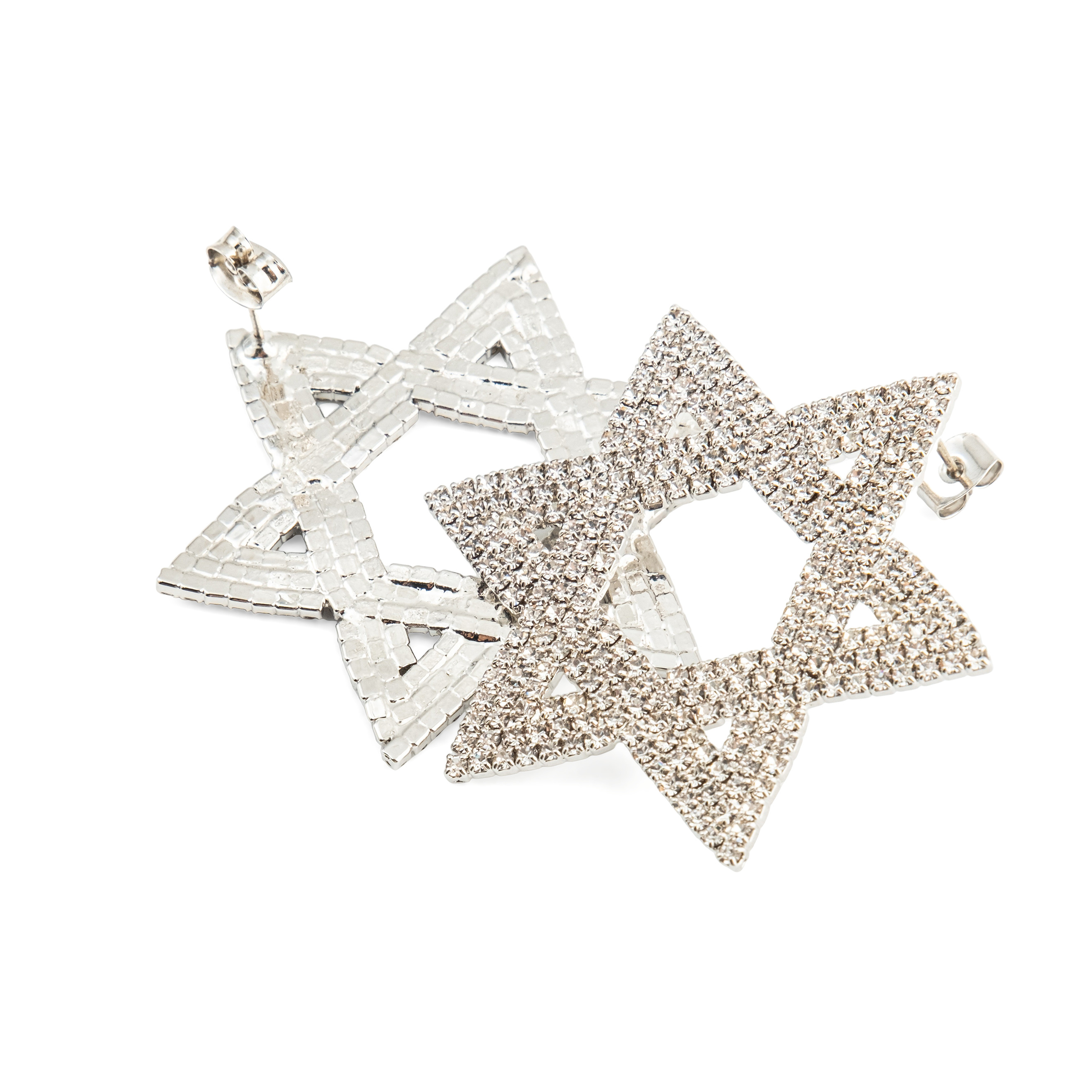 earrings-six-pointed stars with crystals