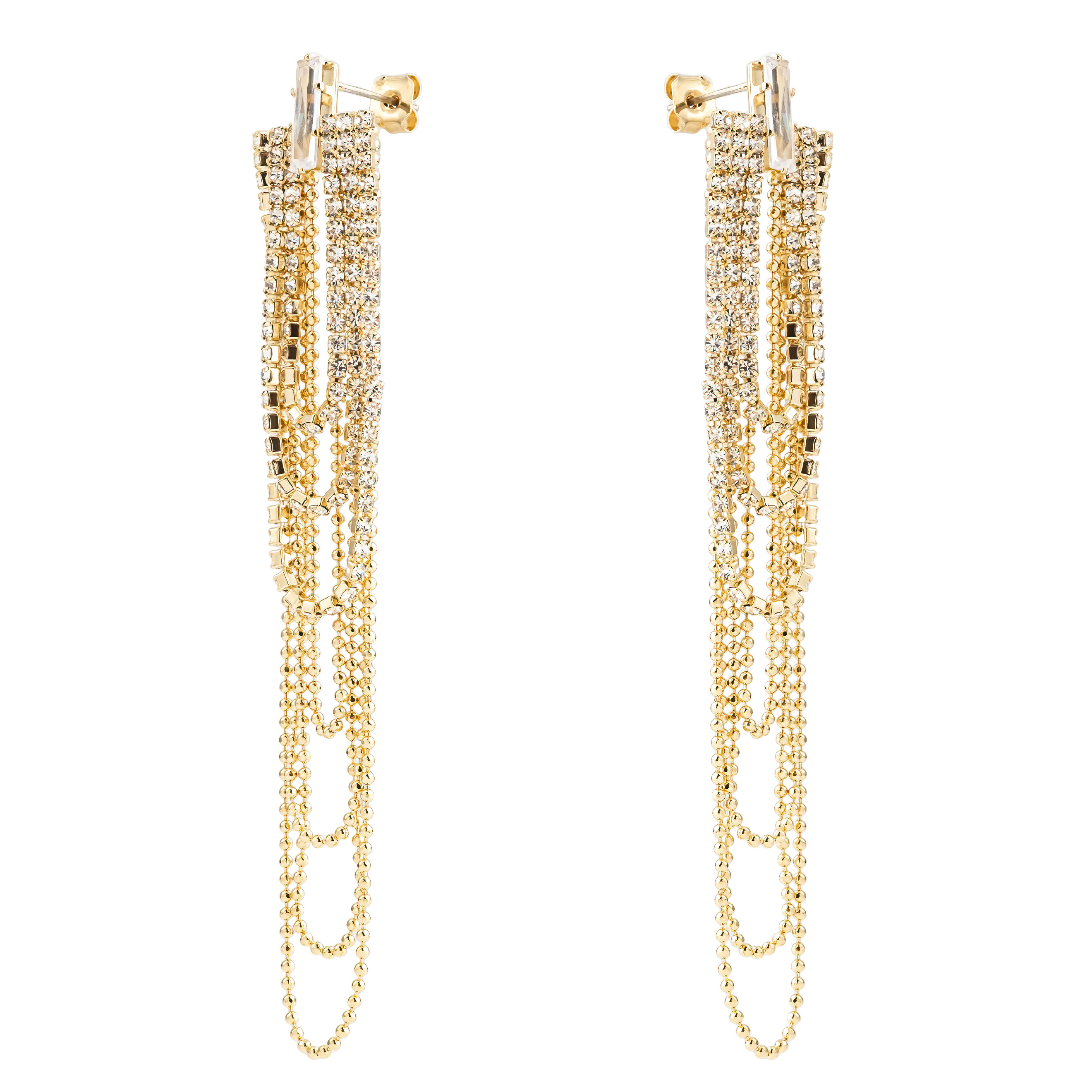 chain earrings with crystals