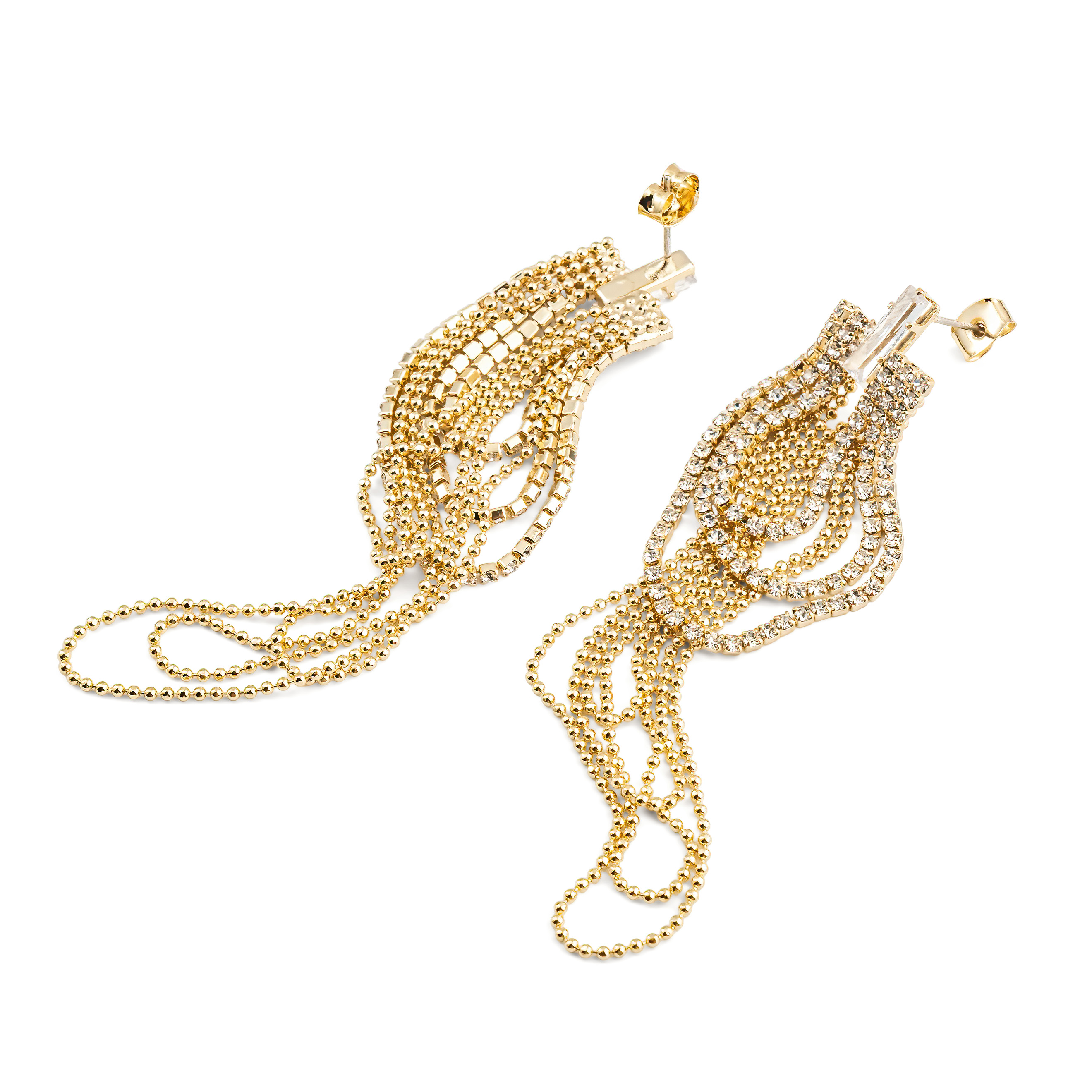 chain earrings with crystals