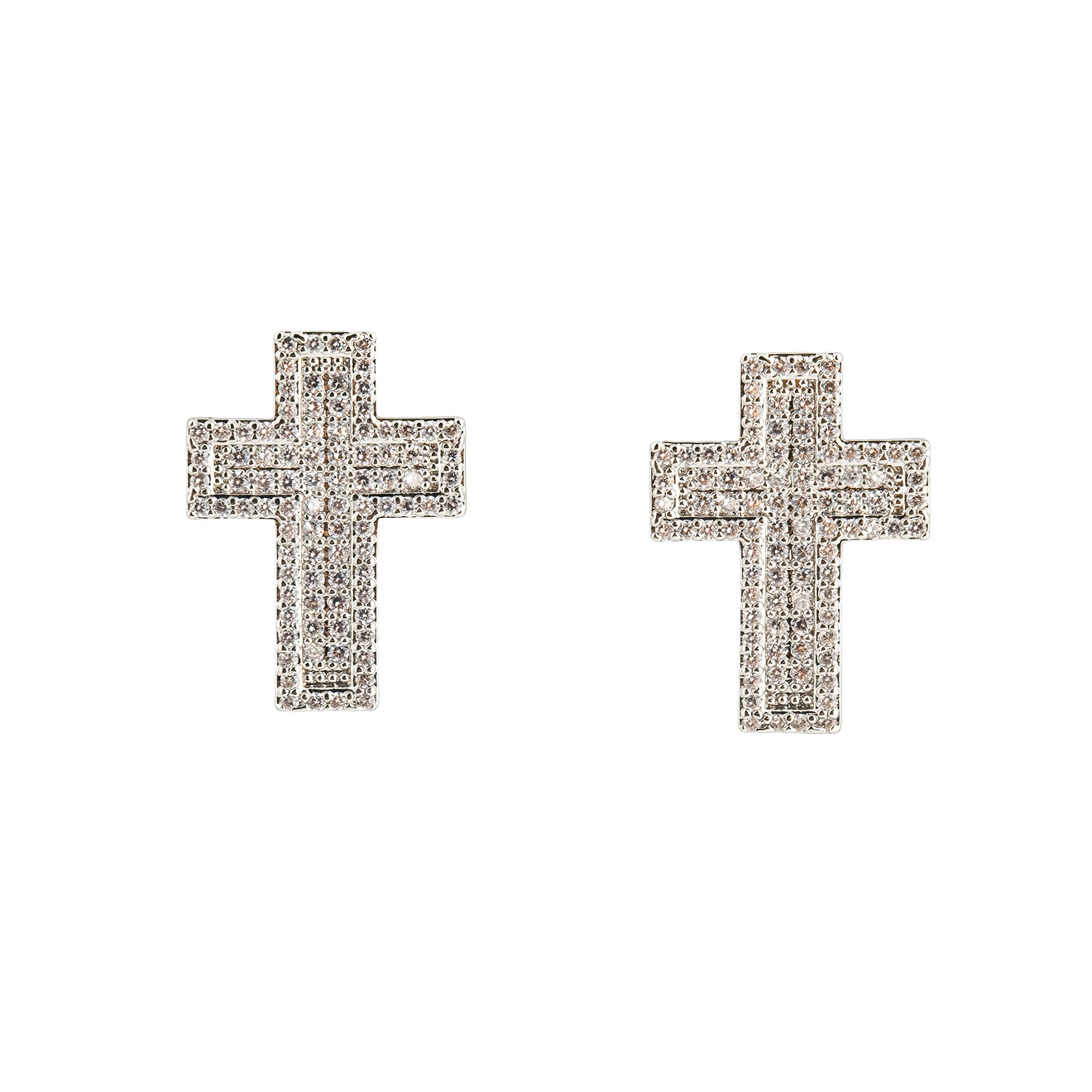 Herald Percy Серебристые серьги-кресты с кристалами фотографии
