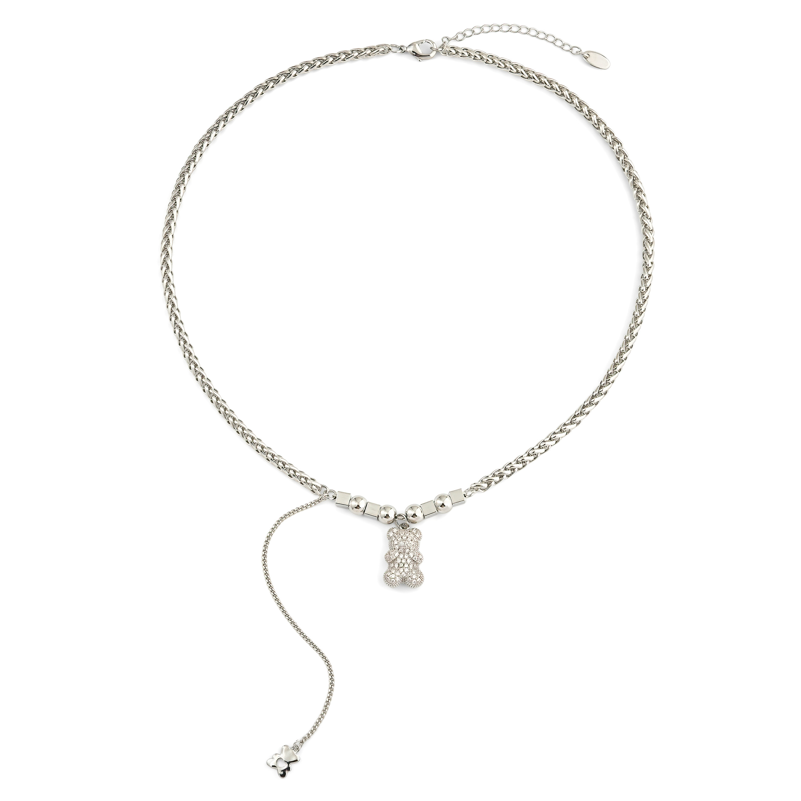 Silver pendant with a crystal teddy bear